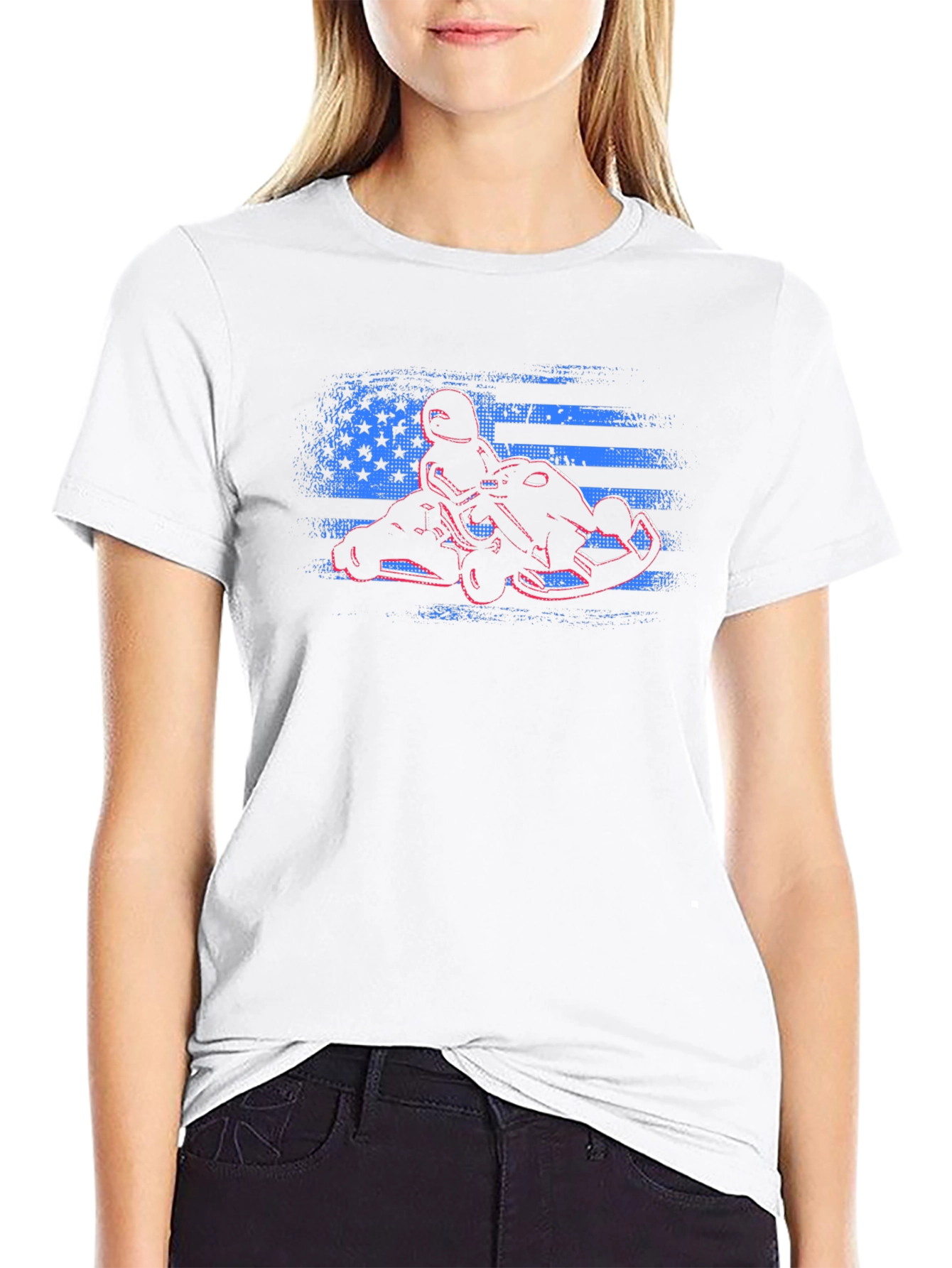 Kart Racing USA Flag Graphic Tee - Black
