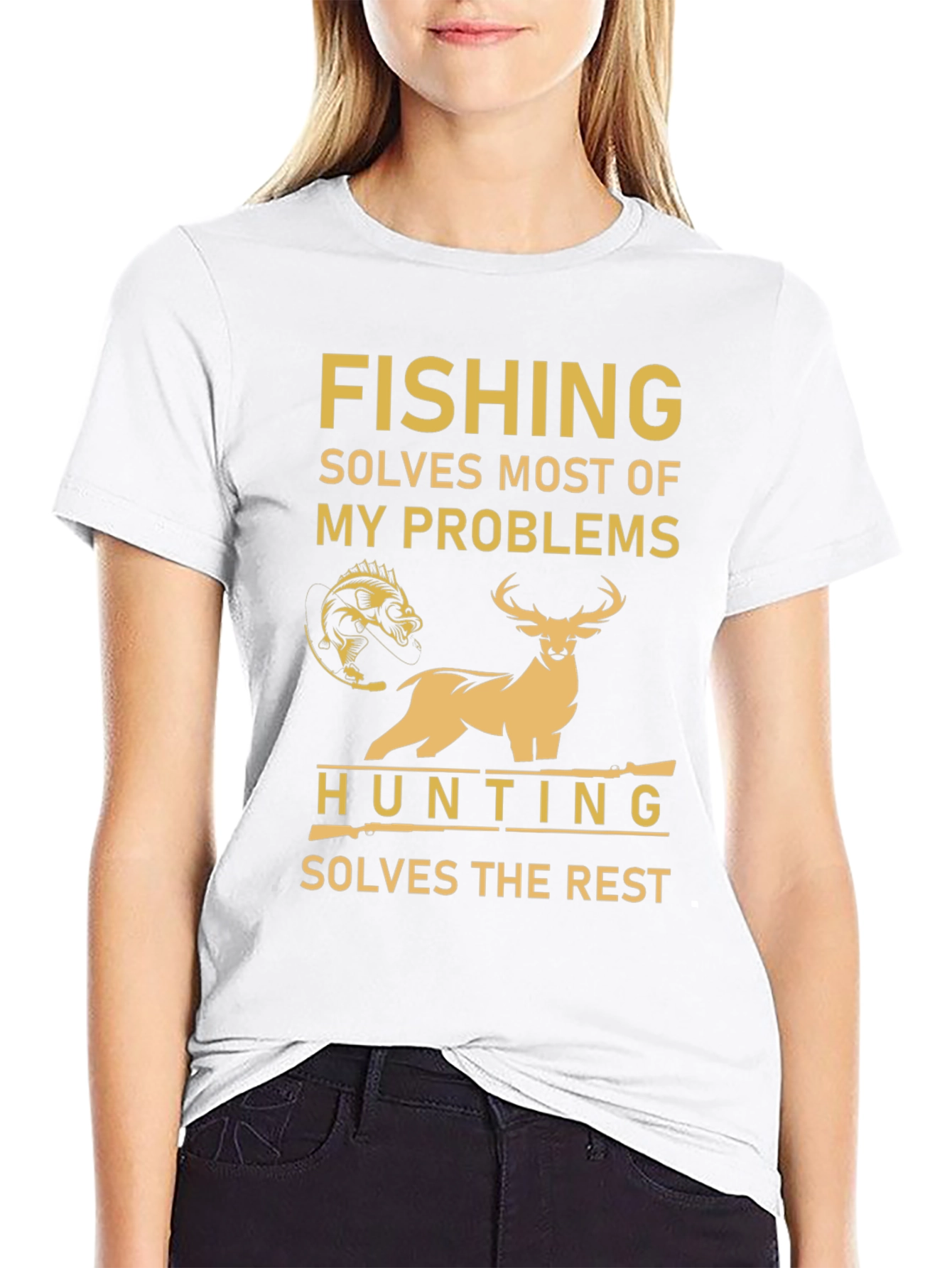 Fishing and Hunting Solves Problems Graphic T-Shirt