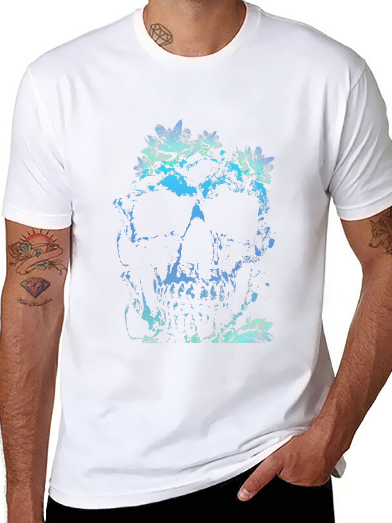 Crystal Skull Graphic Print Black T-Shirt