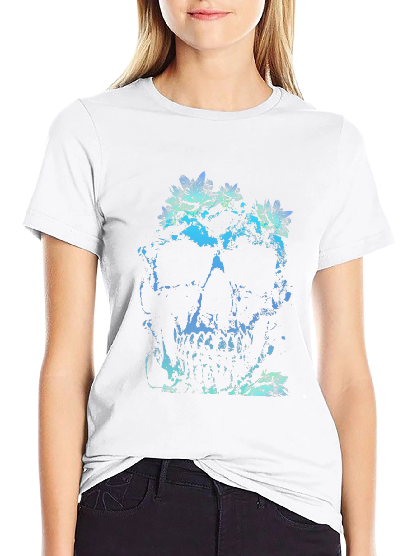 Crystal Skull Graphic Print Black T-Shirt