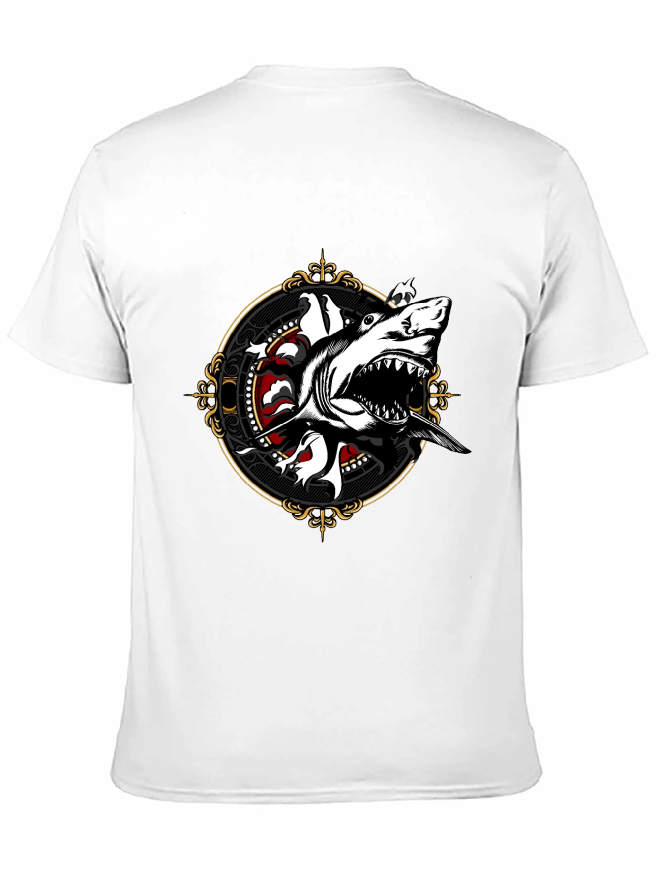Shark Graphic Print Black T-Shirt
