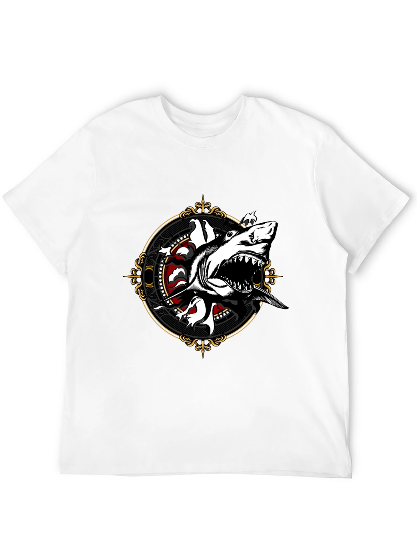 Shark Graphic Print Black T-Shirt
