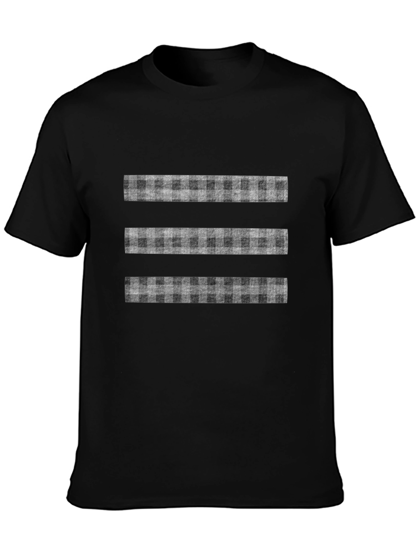 Stylish Black T-Shirt with Plaid Stripe Design