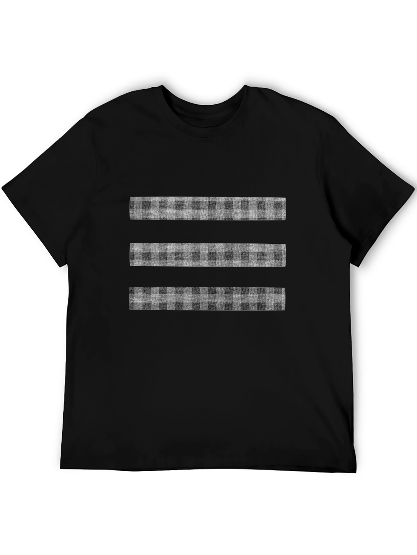 Stylish Black T-Shirt with Plaid Stripe Design