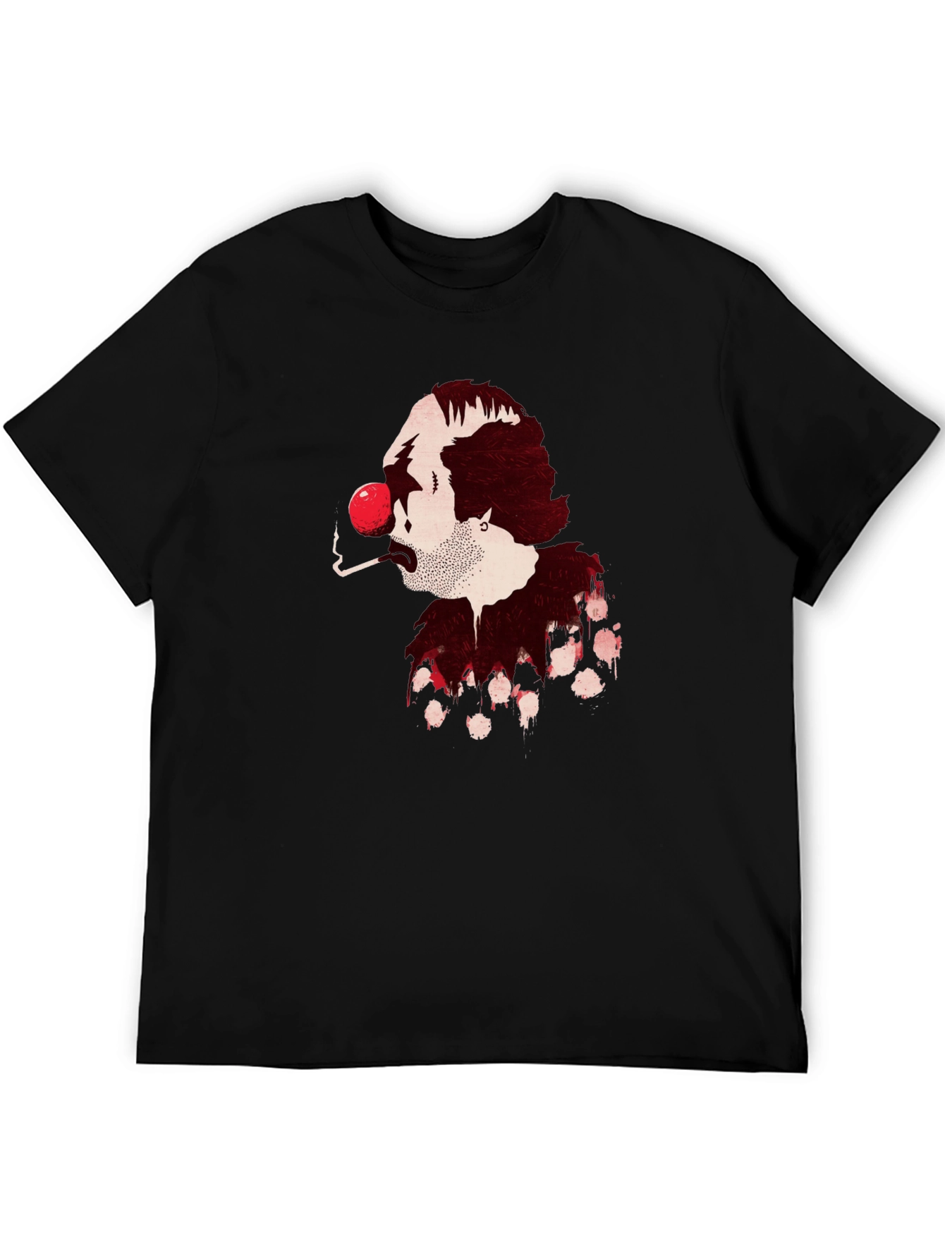 Smoking Clown Graphic Black T-Shirt