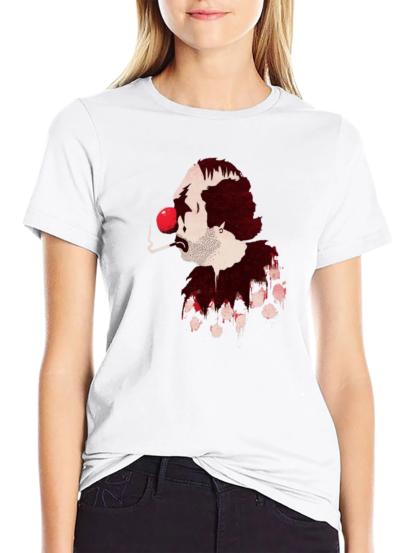 Smoking Clown Graphic Black T-Shirt