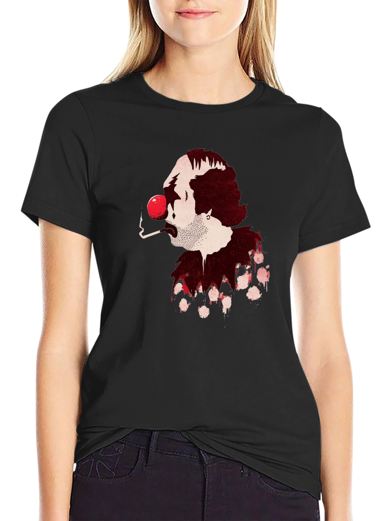 Smoking Clown Graphic Black T-Shirt