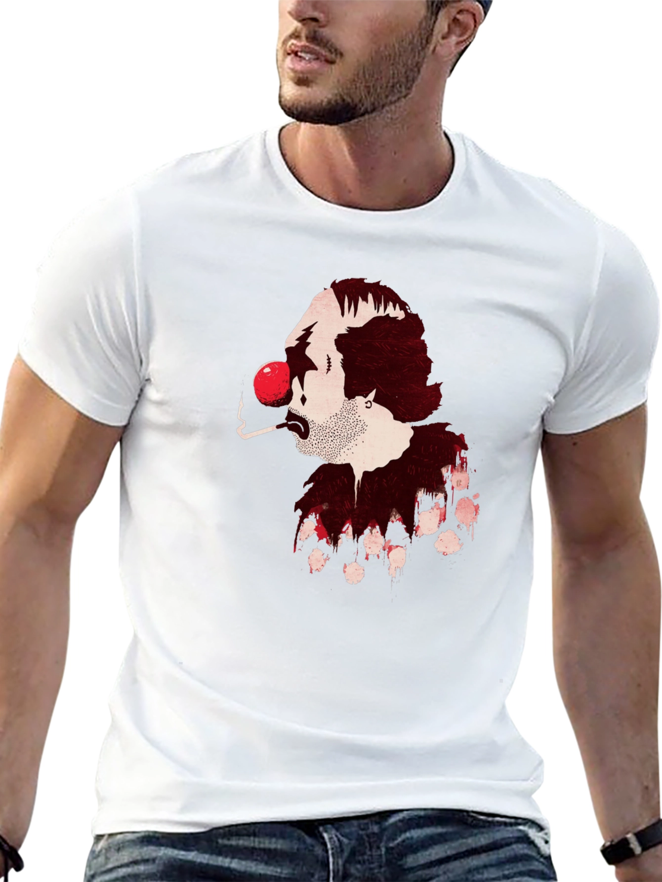 Smoking Clown Graphic Black T-Shirt