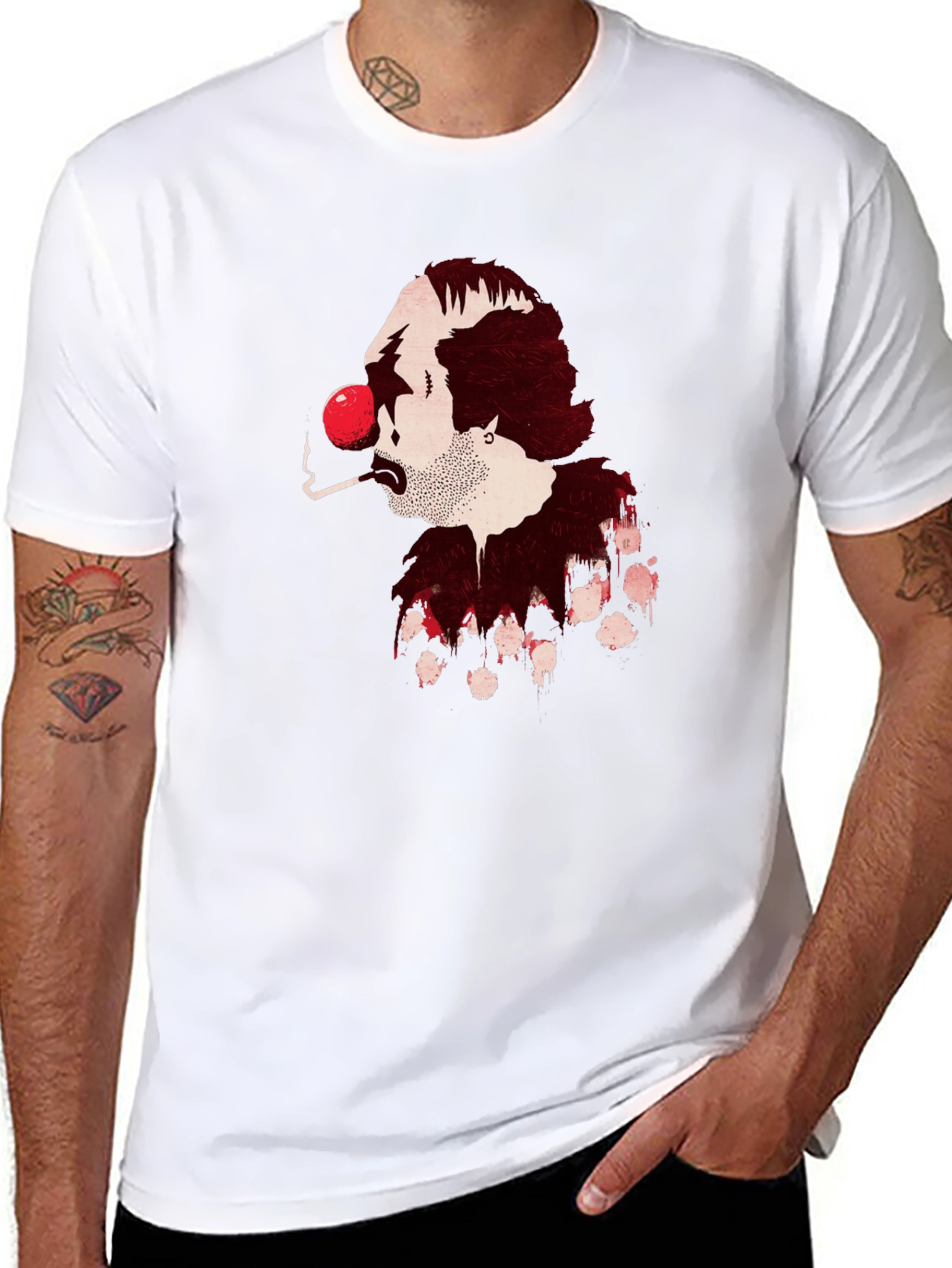 Smoking Clown Graphic Black T-Shirt