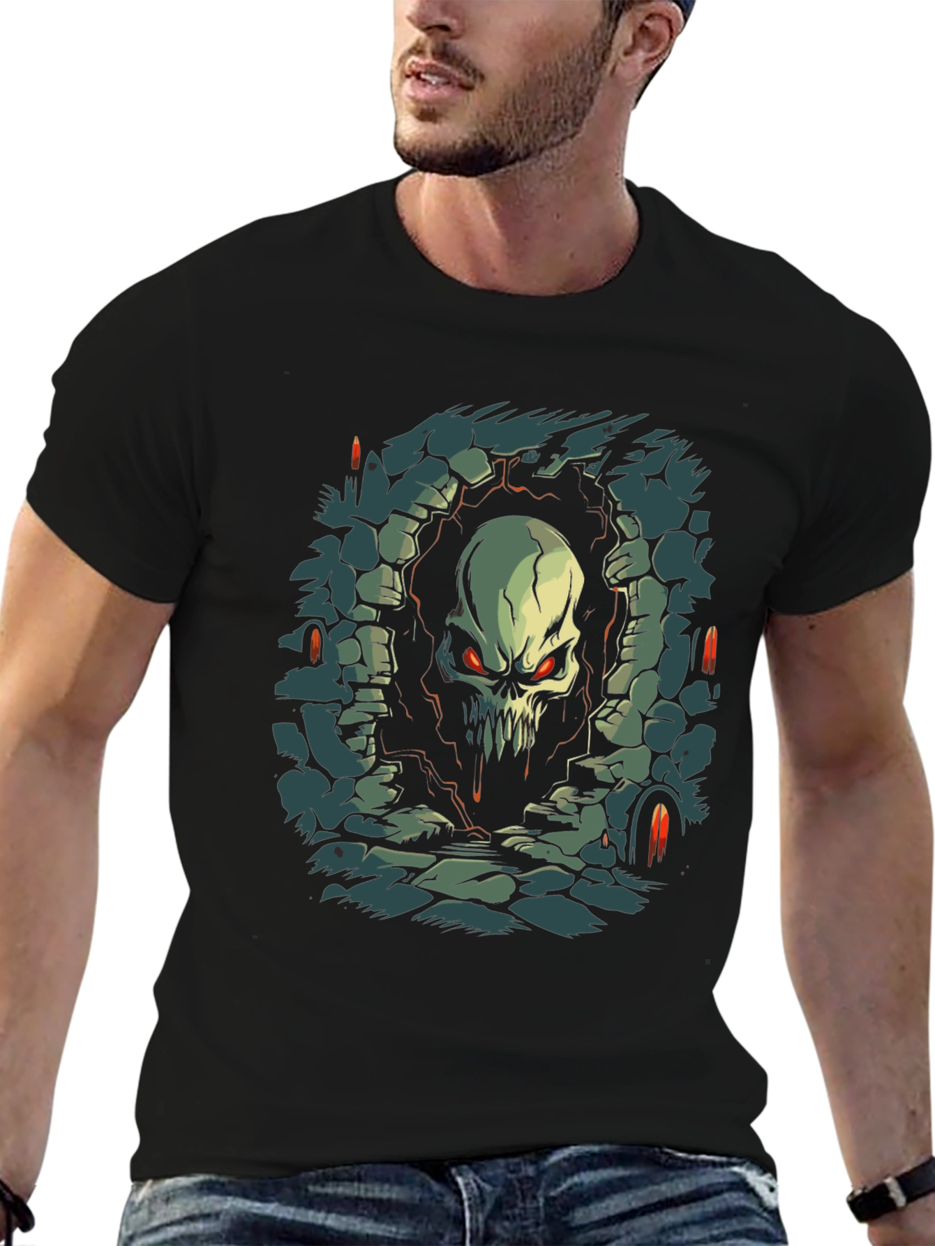 Skull Graphic Black T-Shirt - Dark Fantasy