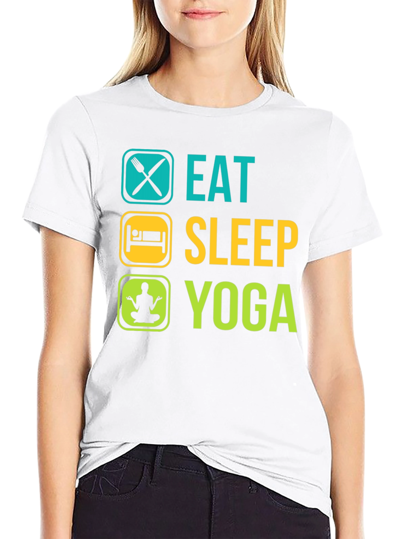 Eat Sleep Yoga Black Graphic Tee