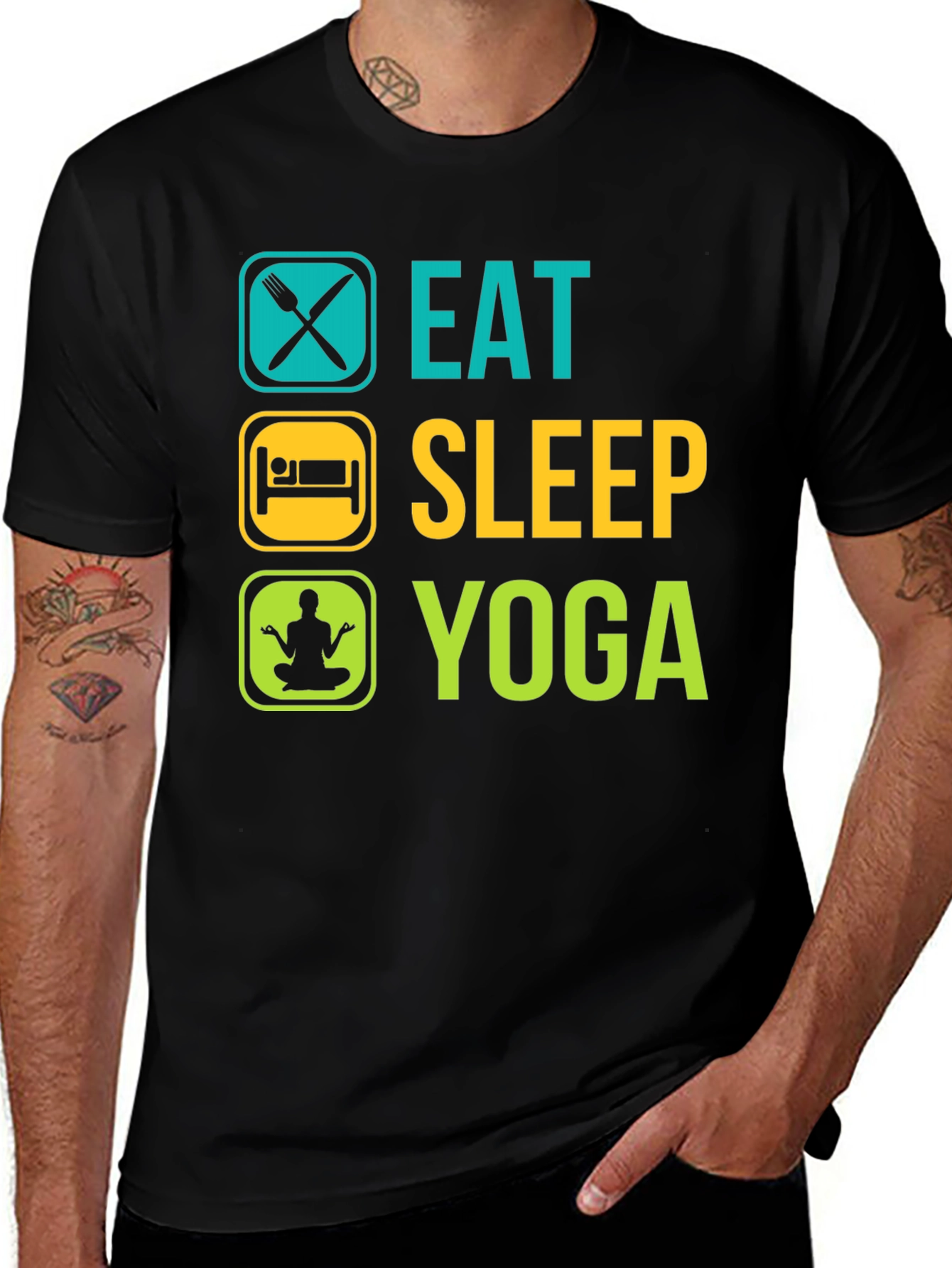 Eat Sleep Yoga Black Graphic Tee