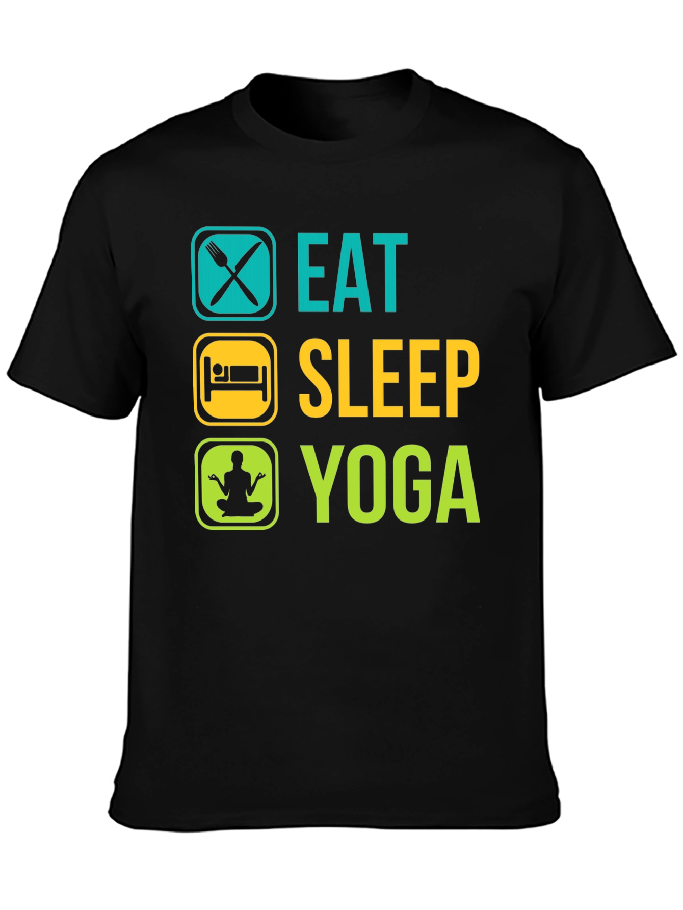 Eat Sleep Yoga Black Graphic Tee
