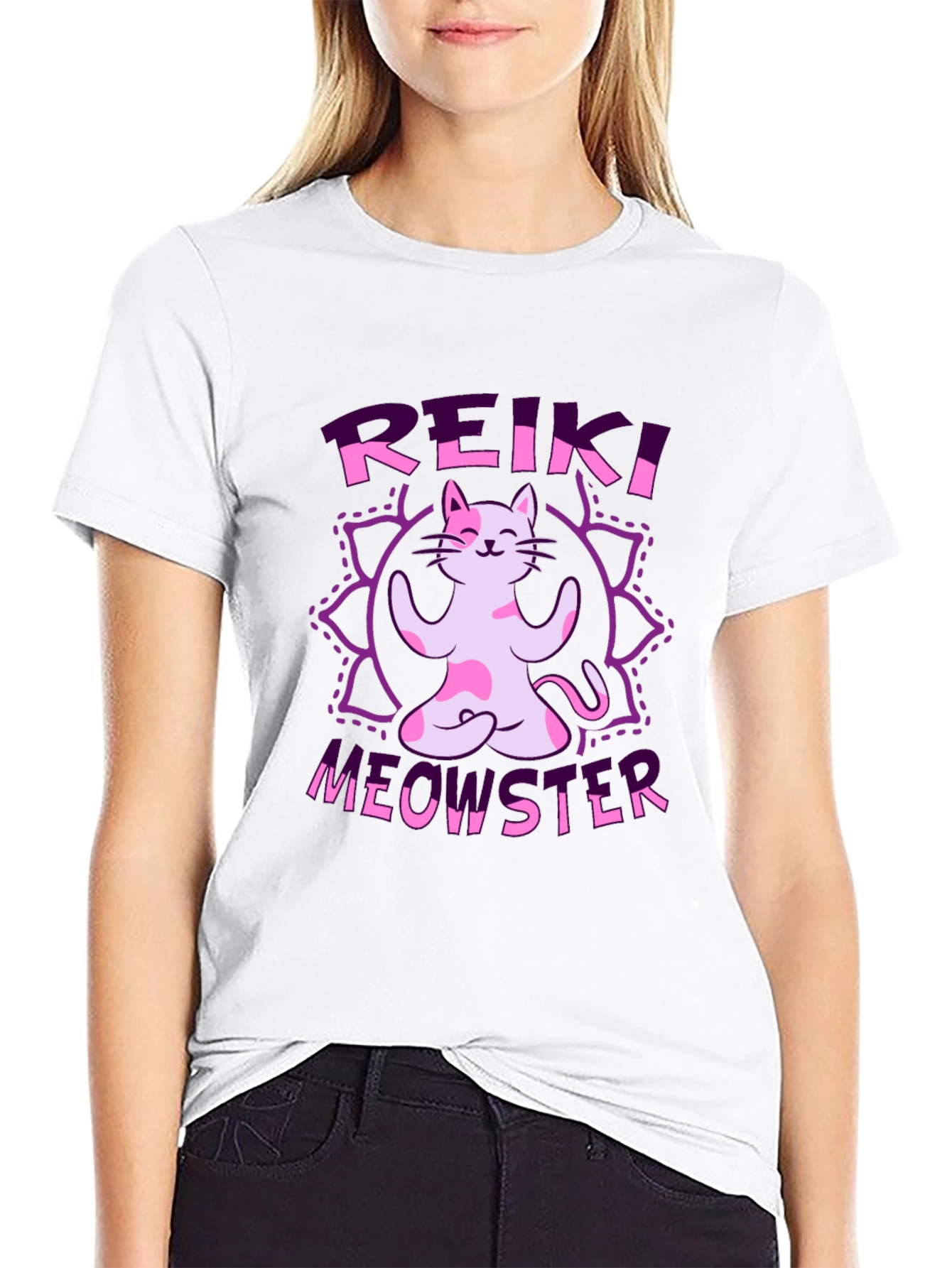 Reiki Meowster Black Graphic Tee