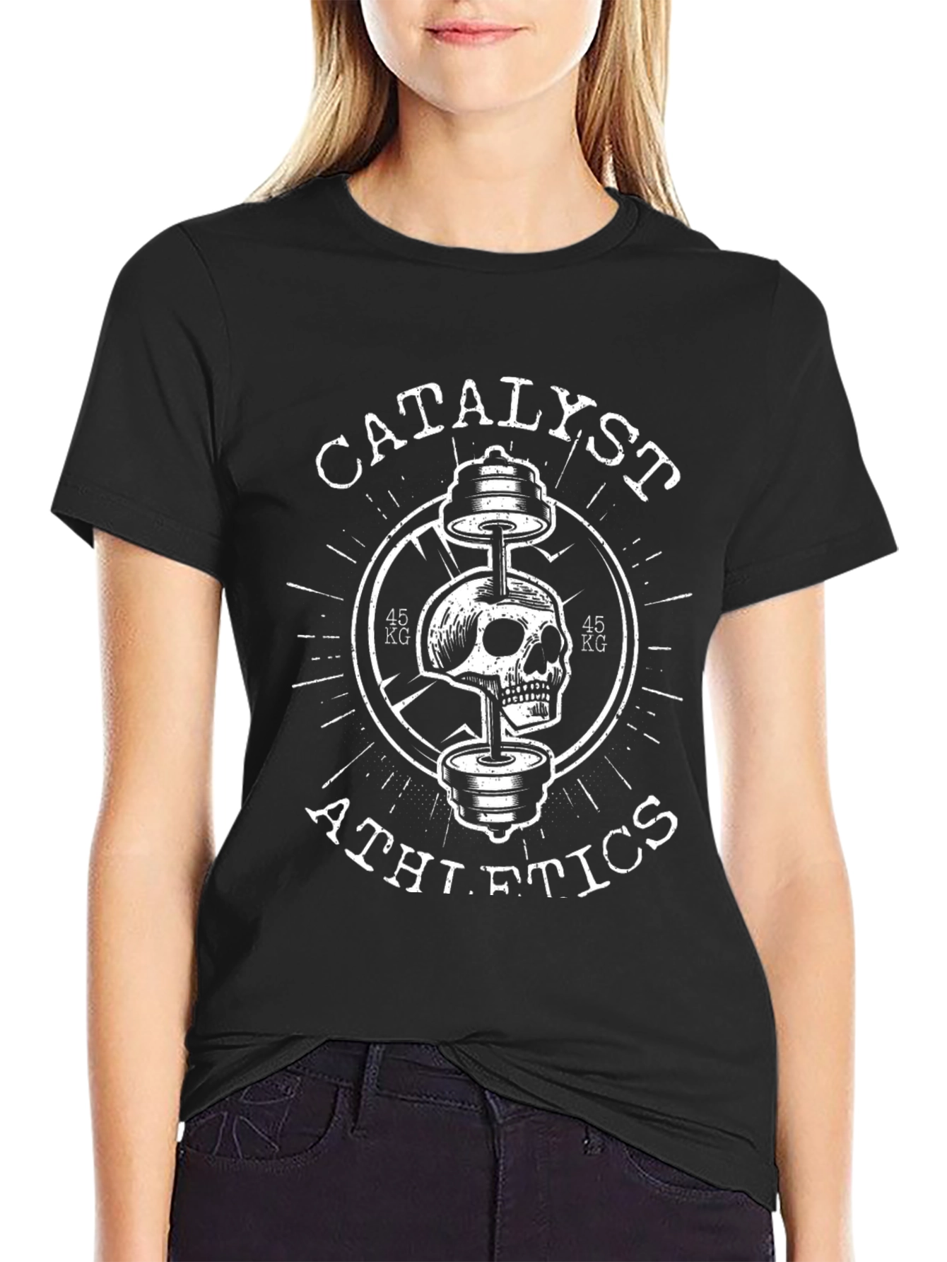 Catalyst Athletics Skull Barbell Black T-Shirt