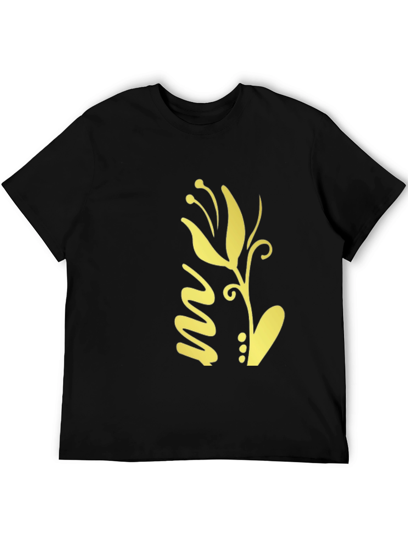 Black T-Shirt with Gold Floral Design