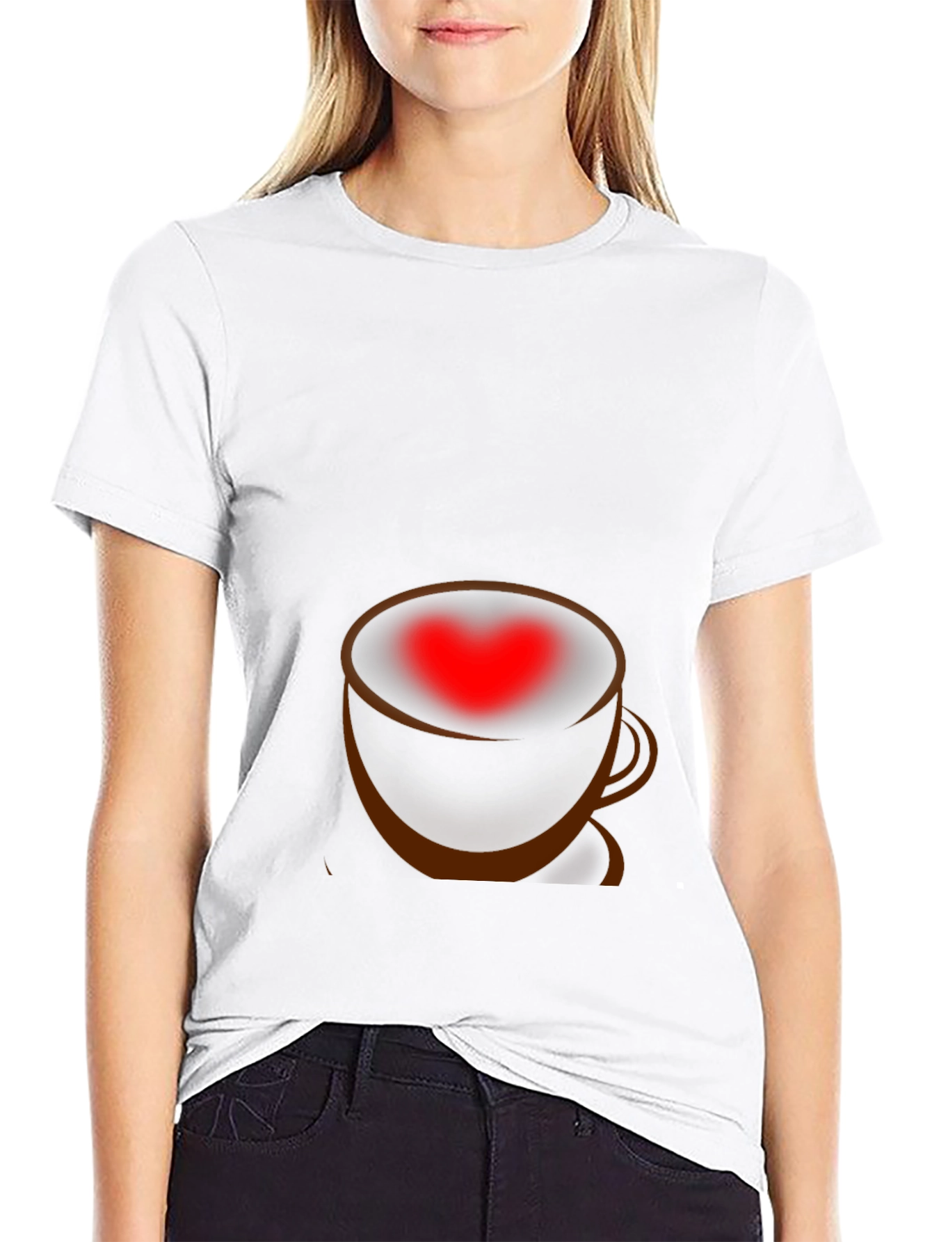 Heart Coffee Cup Graphic Tee - Black T-Shirt
