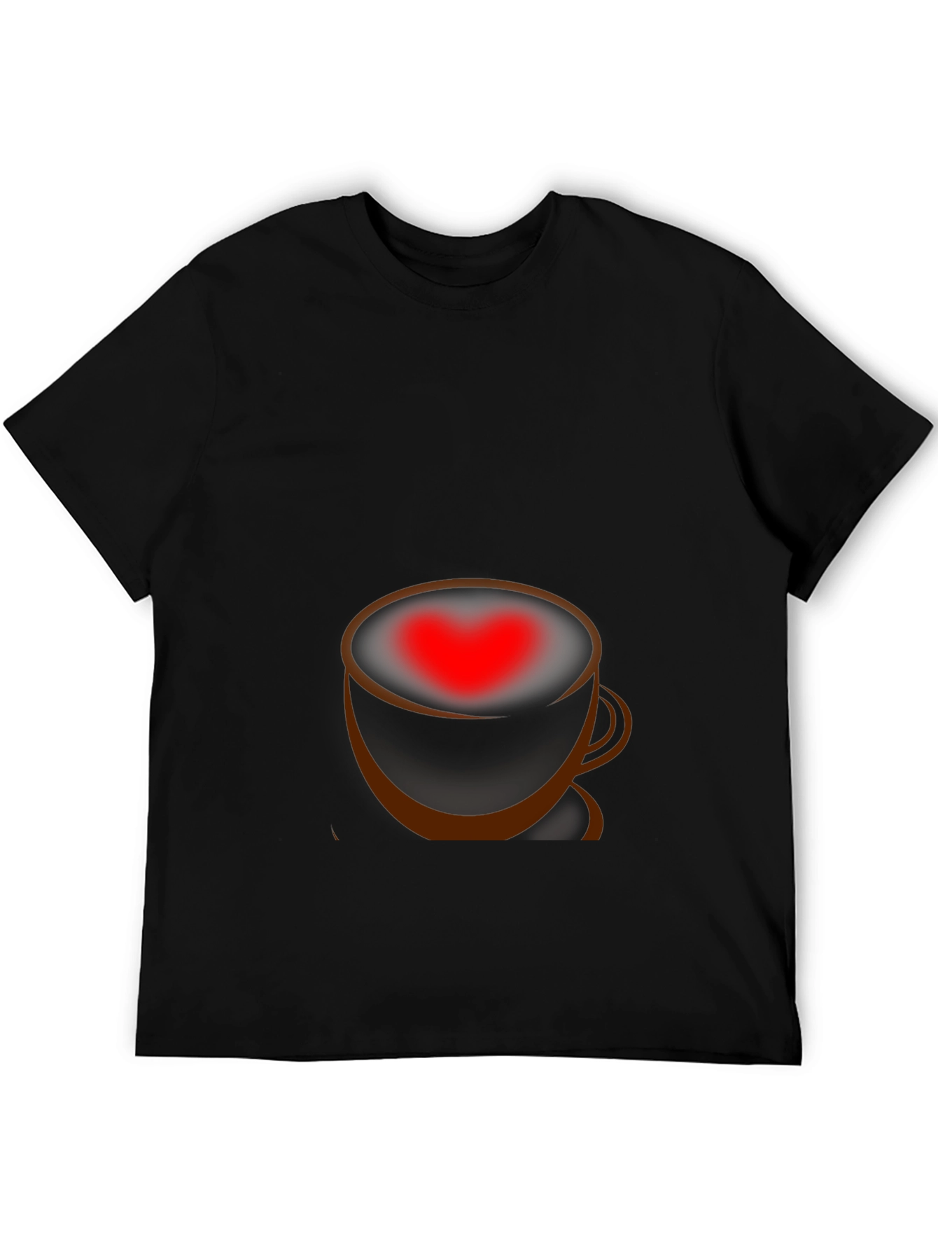 Heart Coffee Cup Graphic Tee - Black T-Shirt