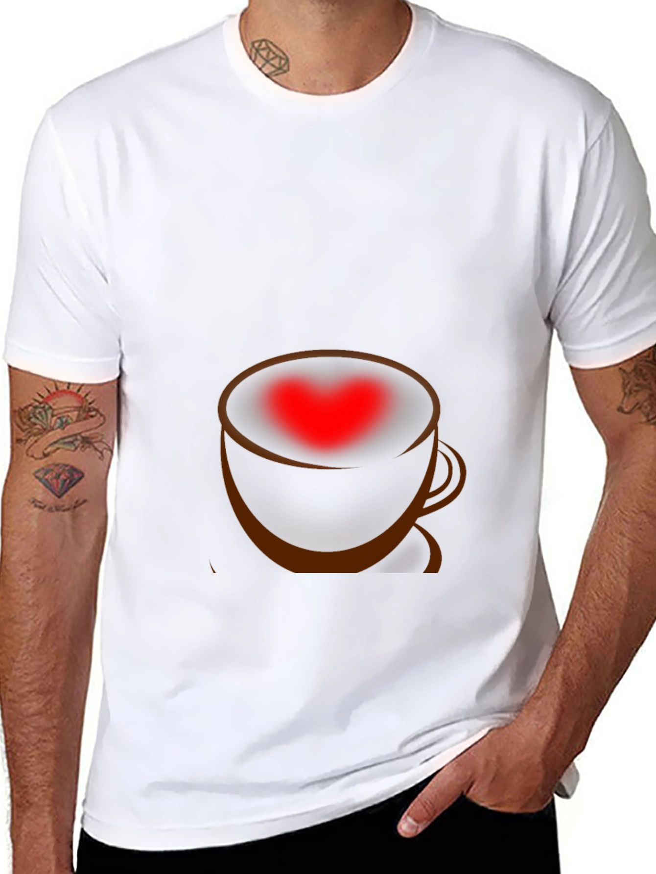 Heart Coffee Cup Graphic Tee - Black T-Shirt