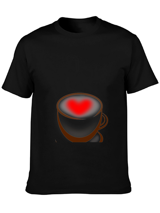 Heart Coffee Cup Graphic Tee - Black T-Shirt