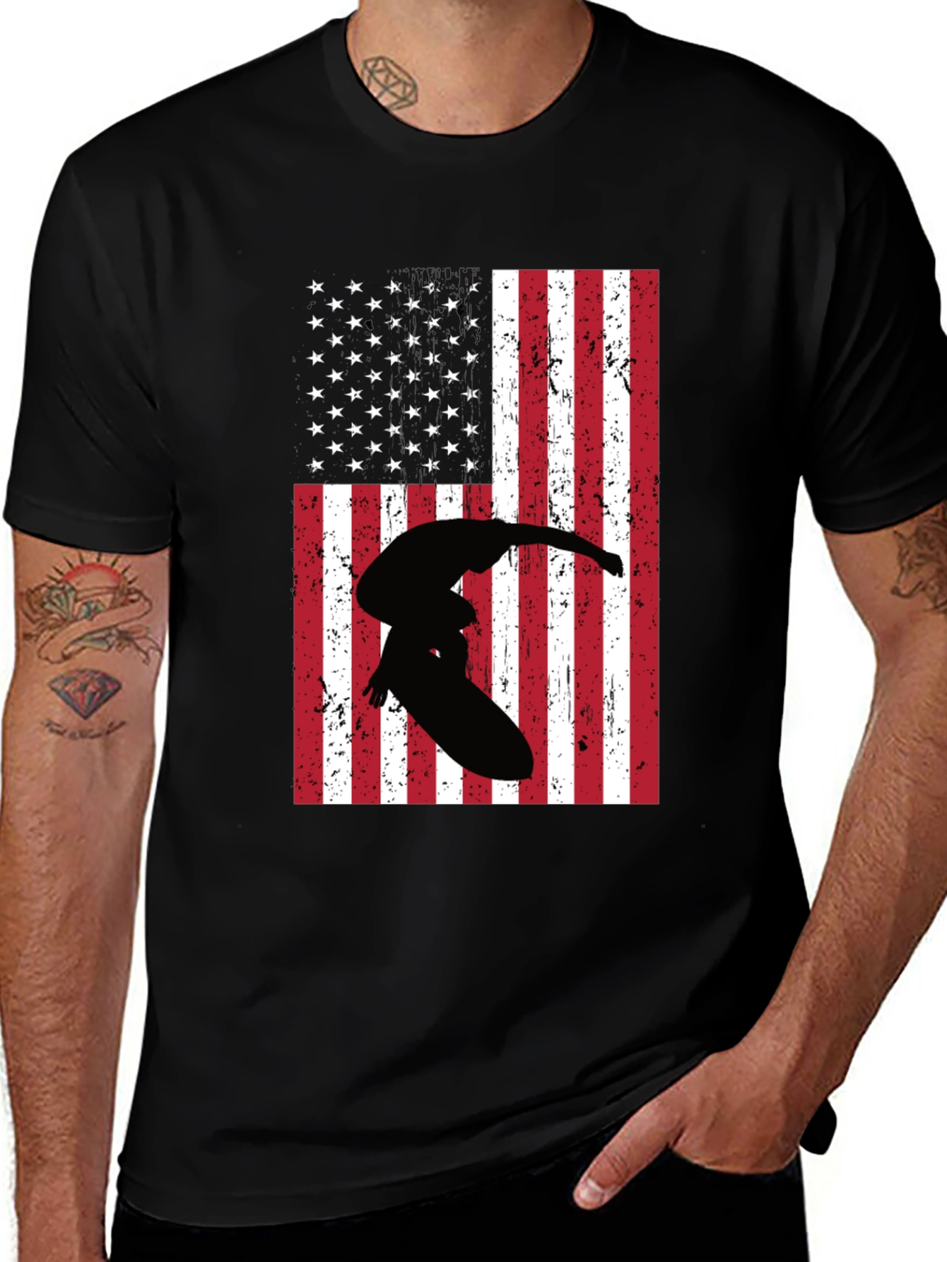 American Flag Surfer Graphic Tee