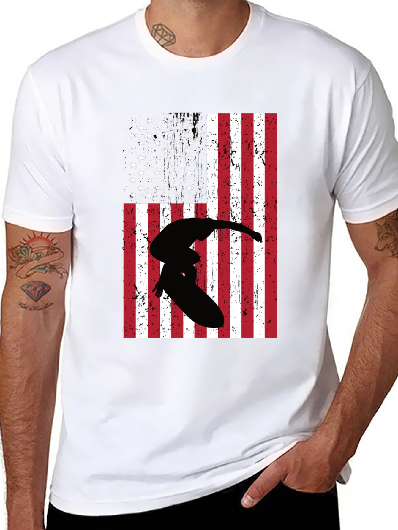 American Flag Surfer Graphic Tee