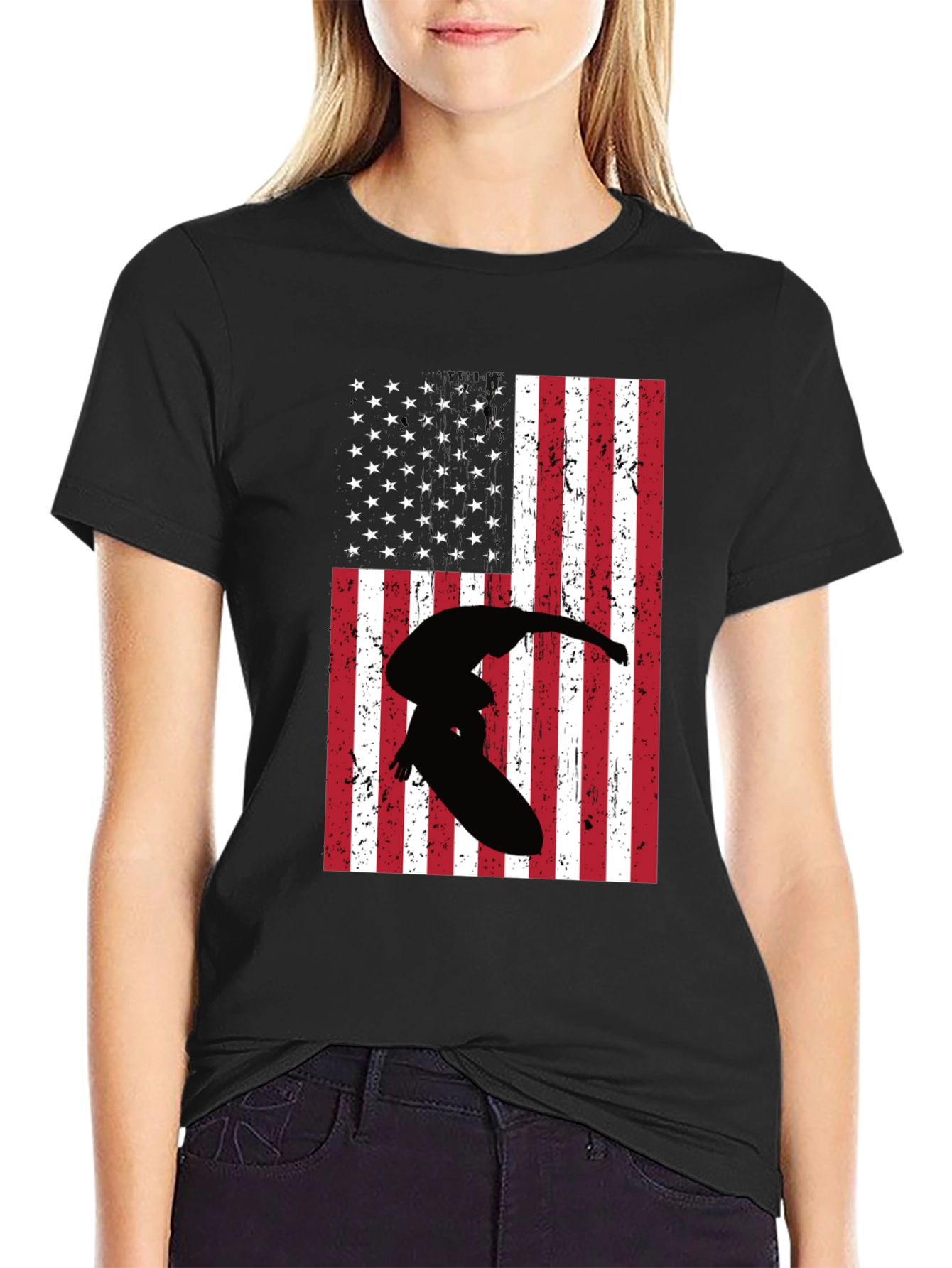 American Flag Surfer Graphic Tee