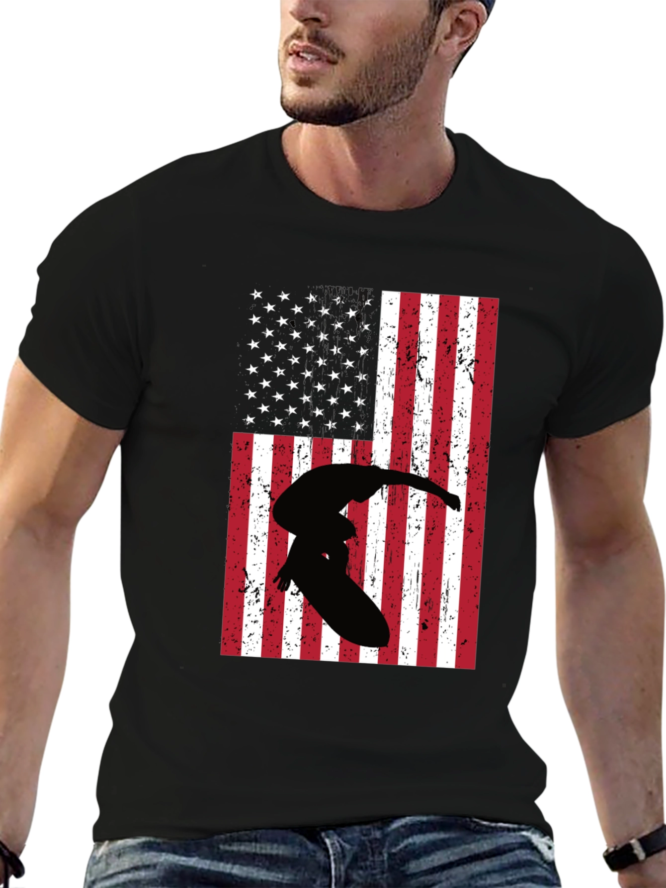 American Flag Surfer Graphic Tee