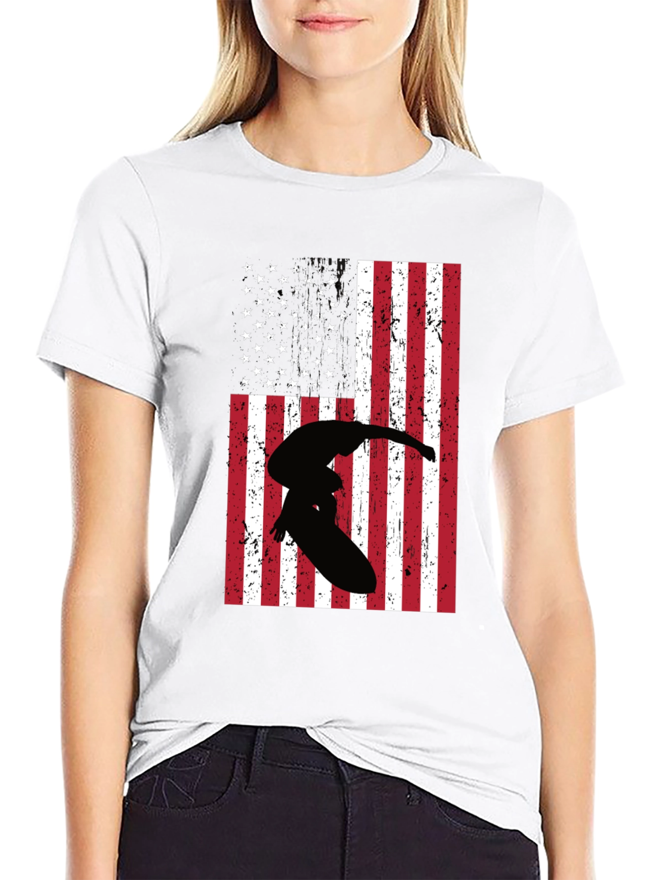 American Flag Surfer Graphic Tee