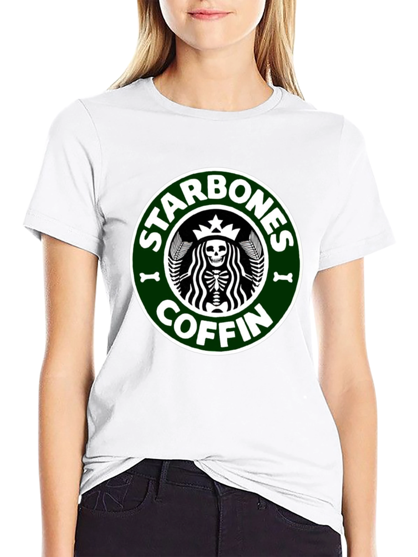 Starbones Coffin Black T-Shirt - Funny Skeleton Graphic Tee