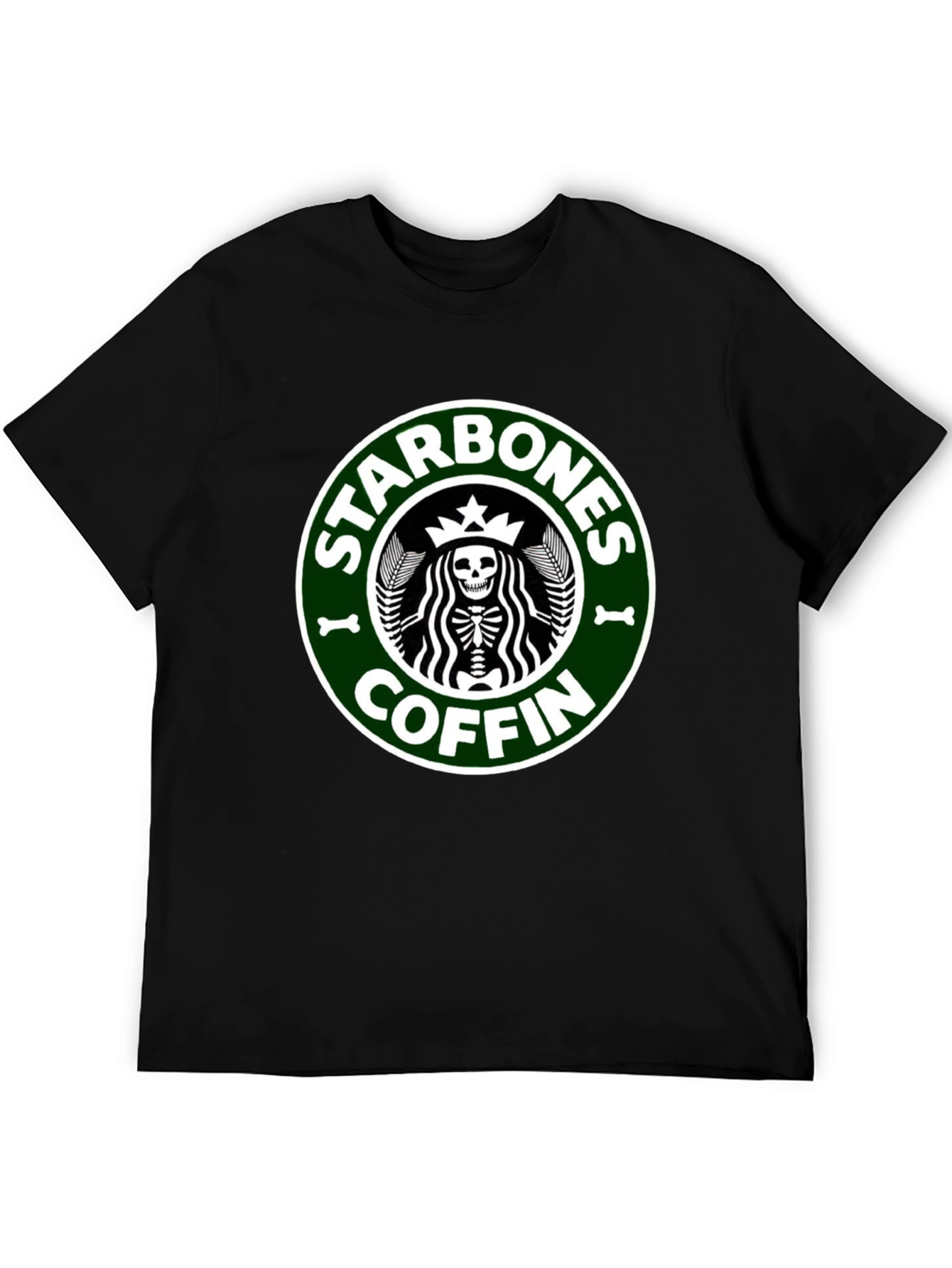 Starbones Coffin Black T-Shirt - Funny Skeleton Graphic Tee