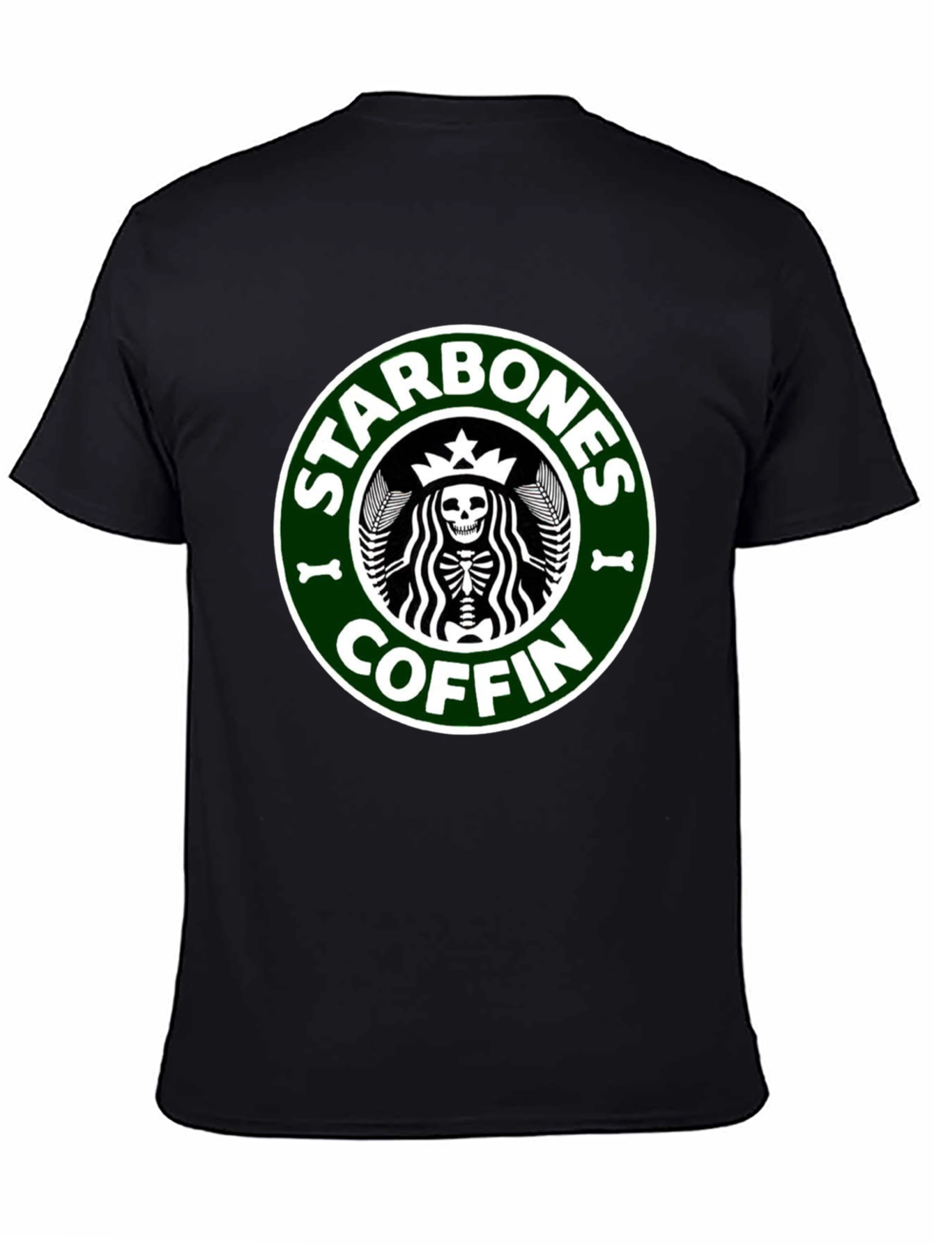 Starbones Coffin Black T-Shirt - Funny Skeleton Graphic Tee