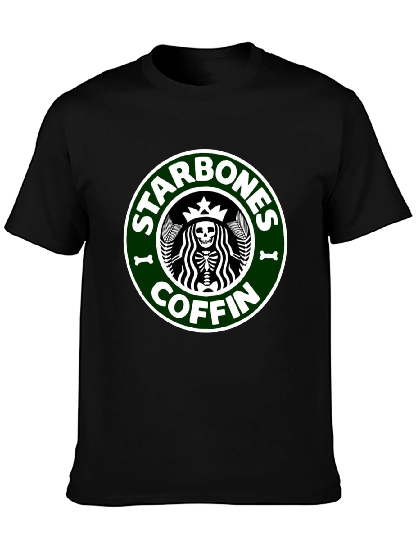 Starbones Coffin Black T-Shirt - Funny Skeleton Graphic Tee