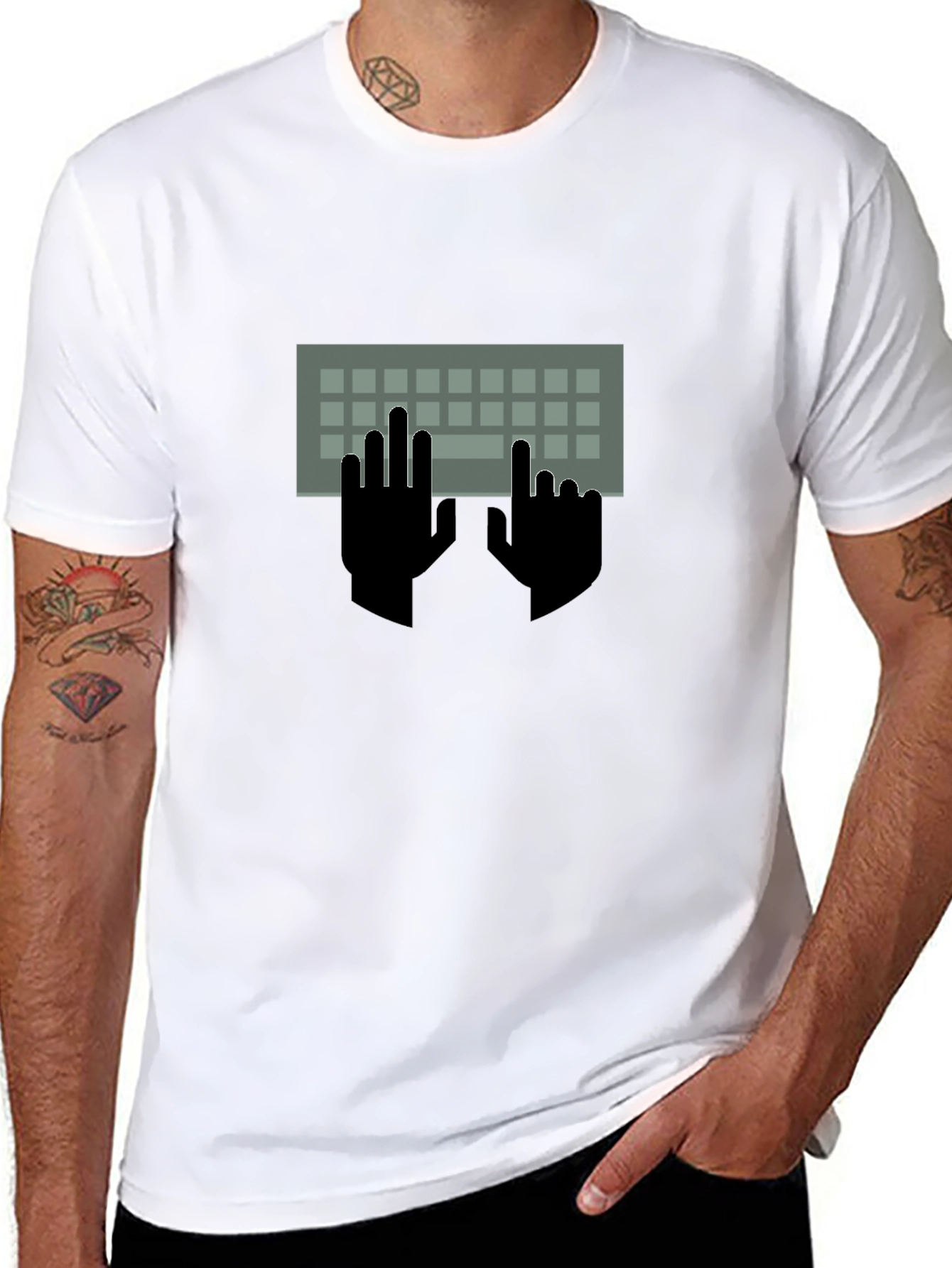 Keyboard Hands Graphic Tee - Programmer Style