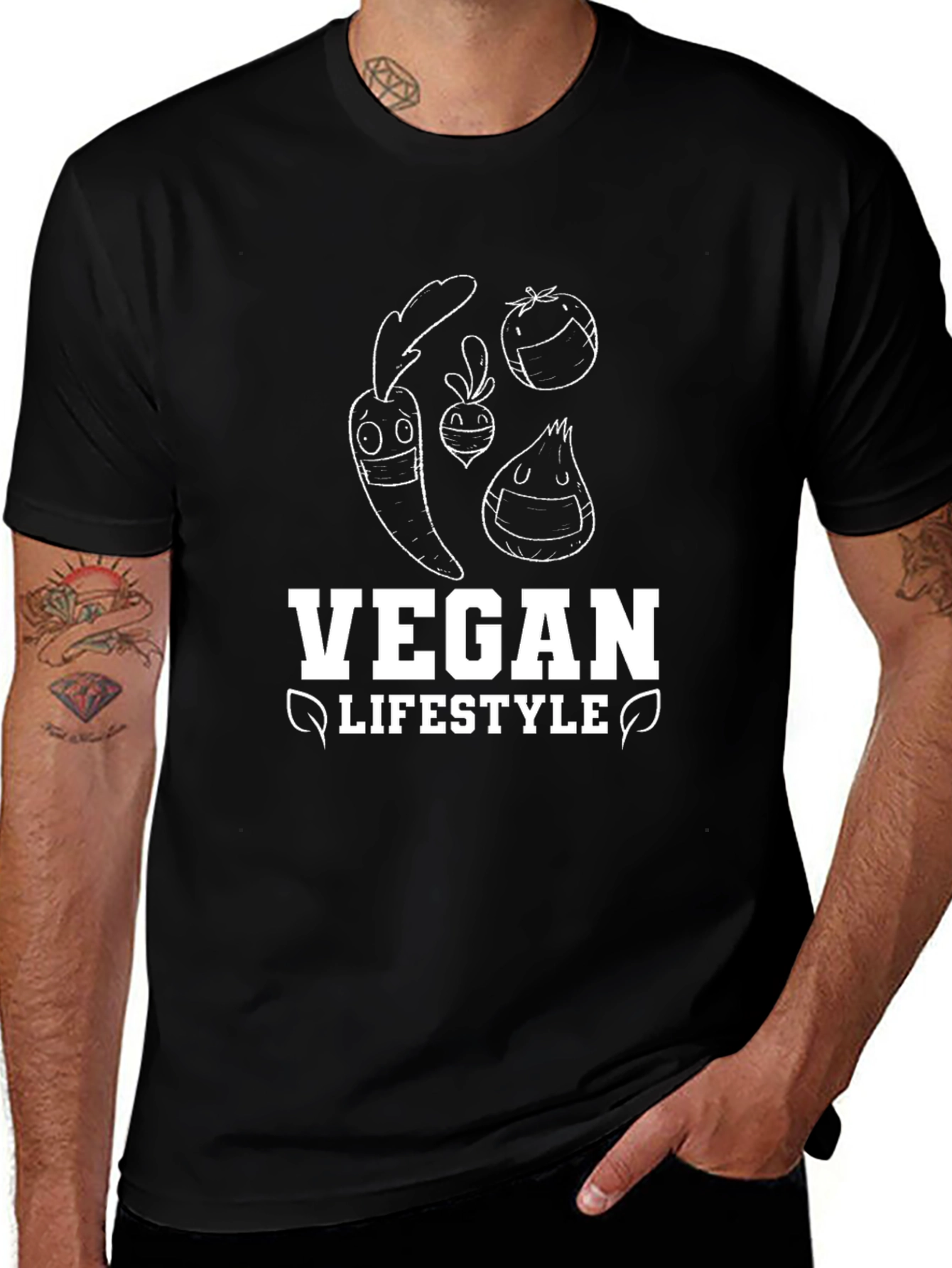 Vegan Lifestyle Graphic Tee - Black Cotton T-Shirt