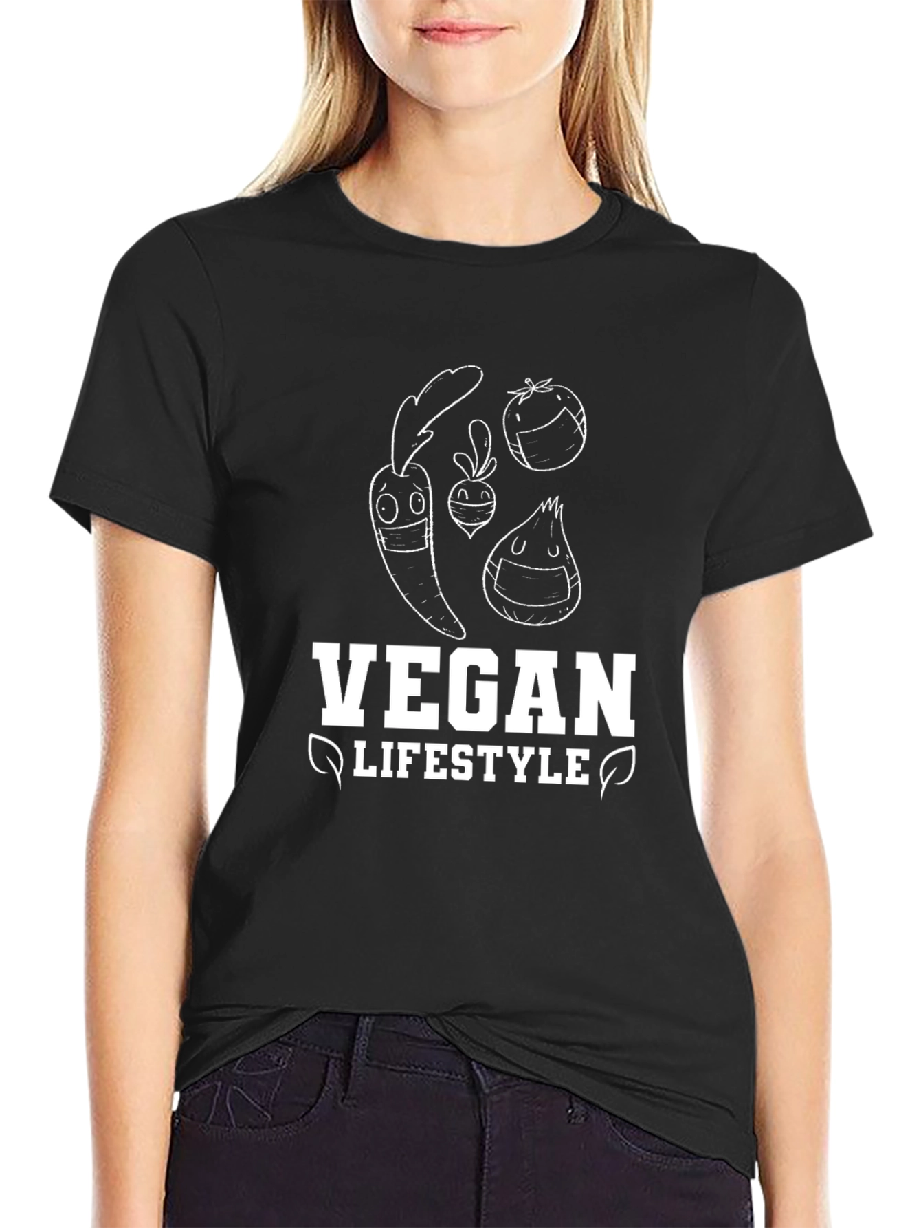 Vegan Lifestyle Graphic Tee - Black Cotton T-Shirt