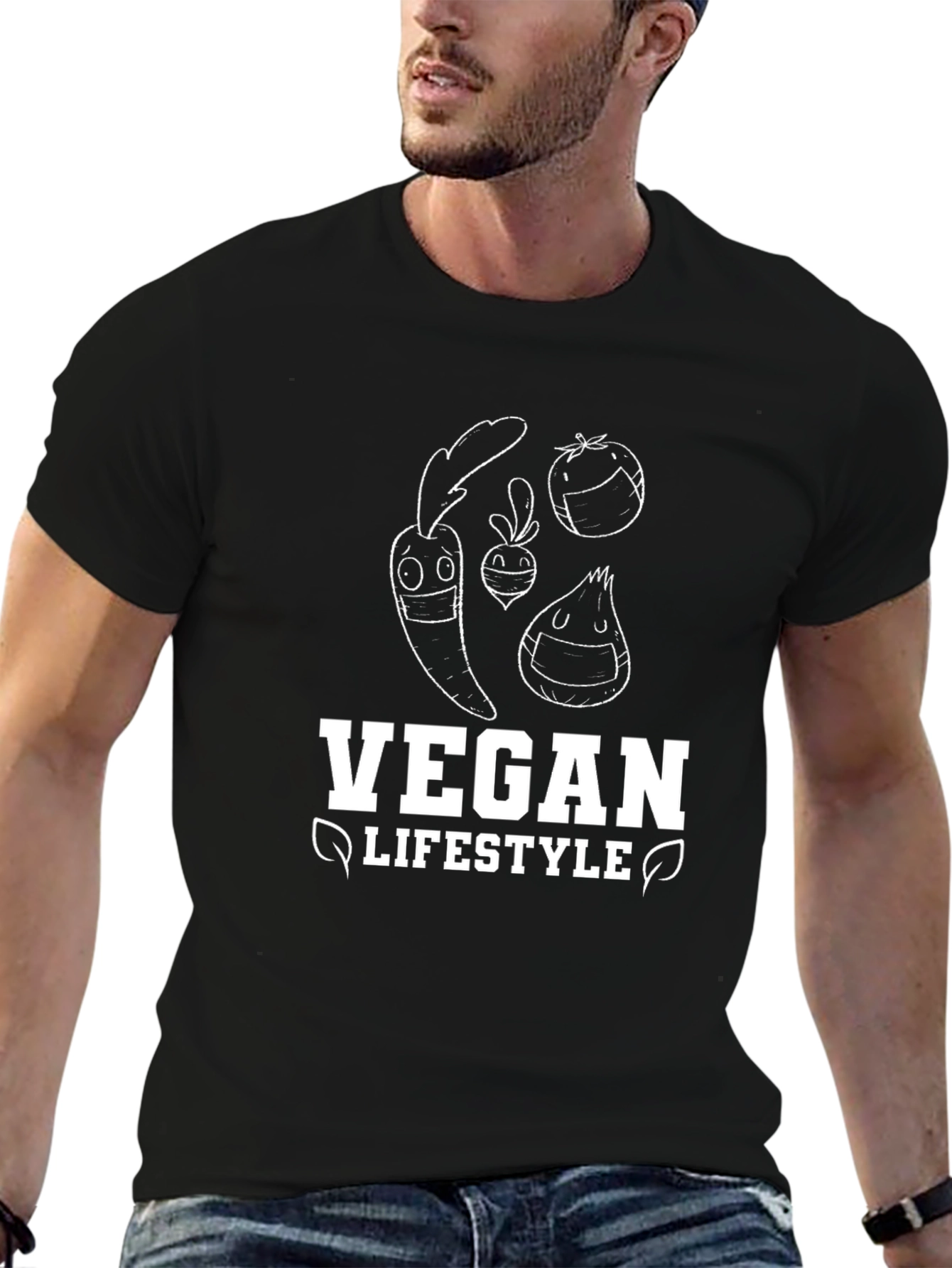 Vegan Lifestyle Graphic Tee - Black Cotton T-Shirt