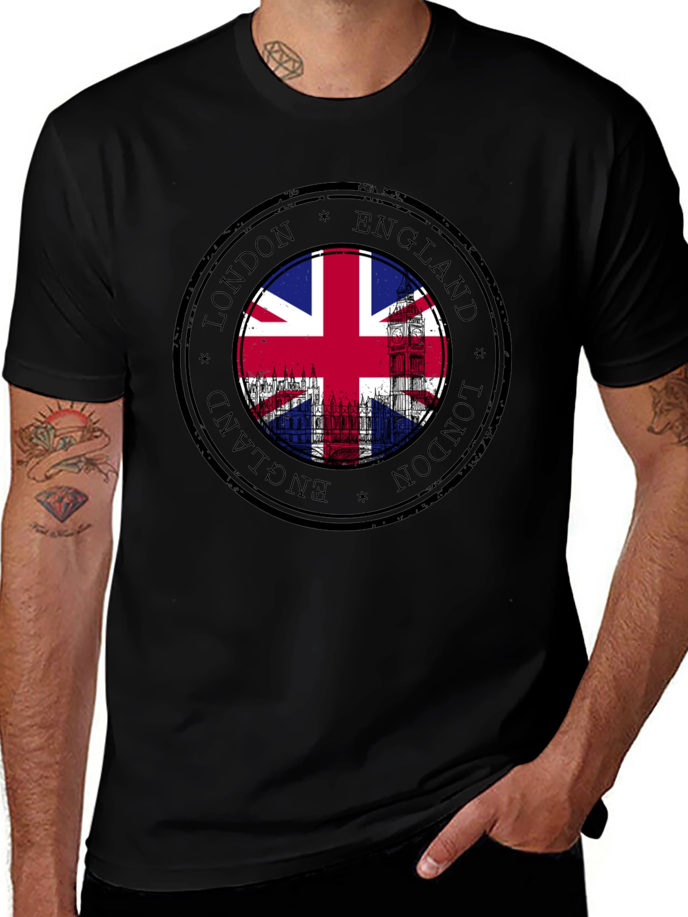 London England Union Jack Stamp T-Shirt