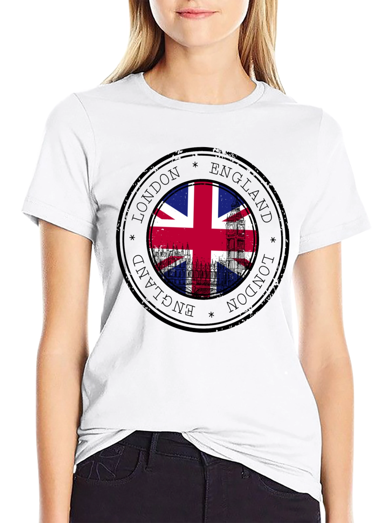 London England Union Jack Stamp T-Shirt