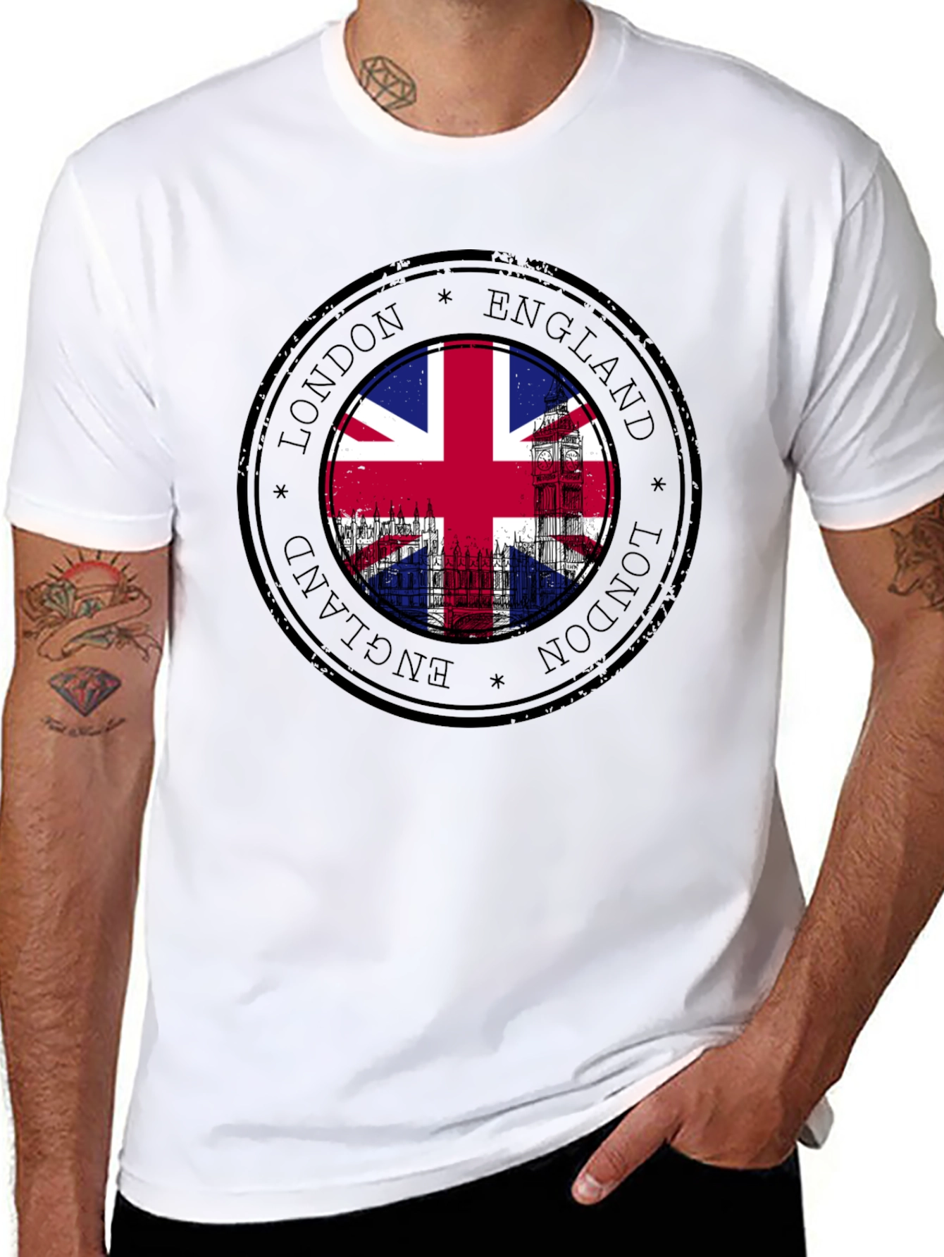 London England Union Jack Stamp T-Shirt