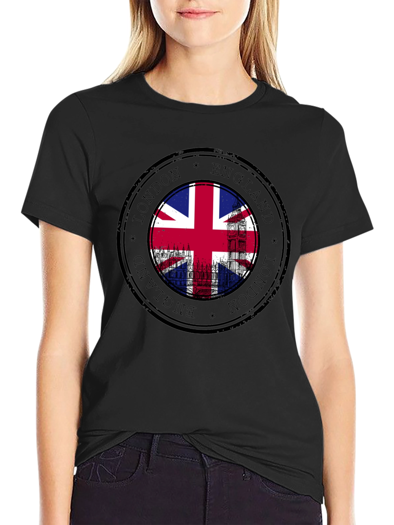 London England Union Jack Stamp T-Shirt