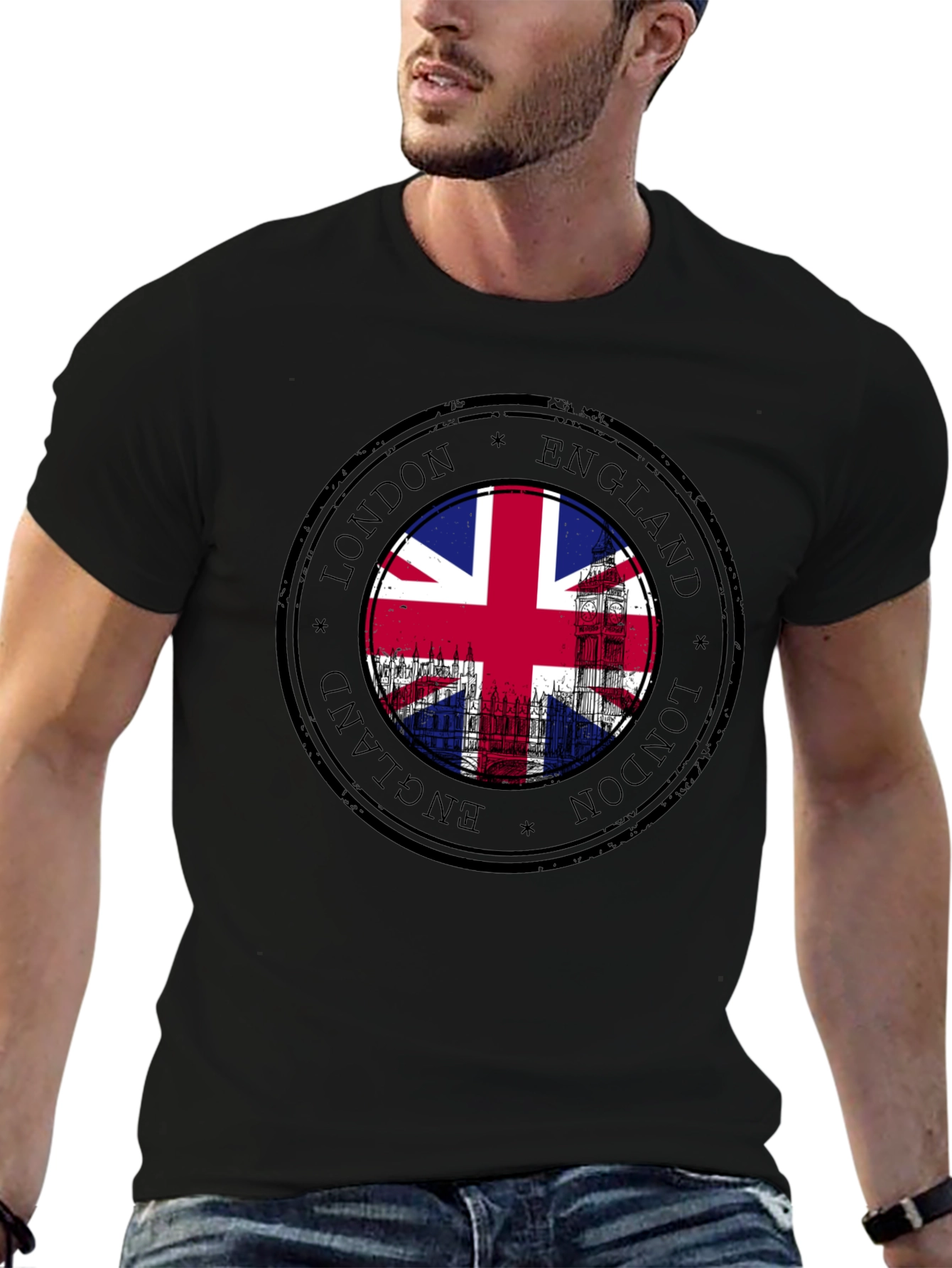 London England Union Jack Stamp T-Shirt