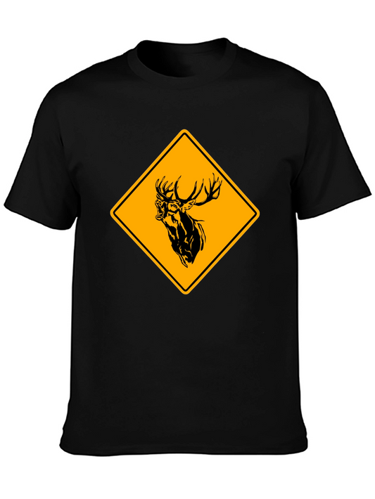 Deer Crossing T-Shirt - Black Cotton Graphic Tee