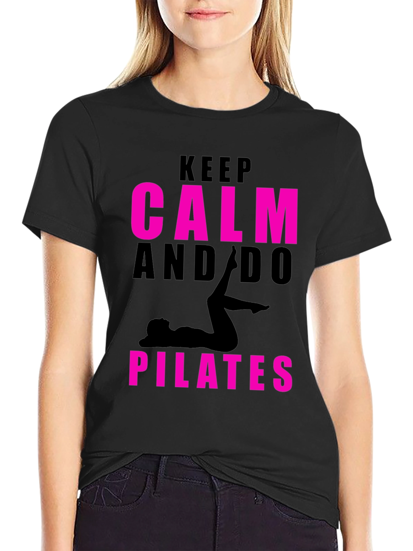 Keep Calm and Do Pilates Black T-Shirt