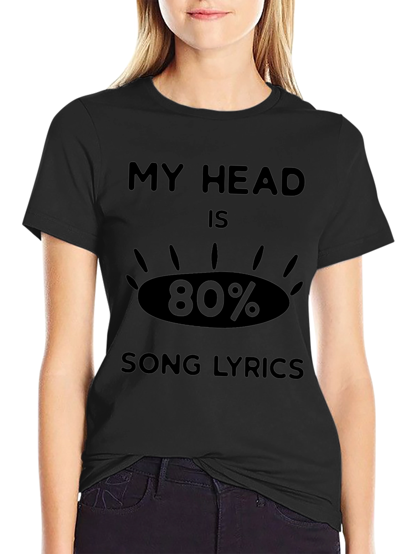 My Head Is 80% Song Lyrics Black T-Shirt