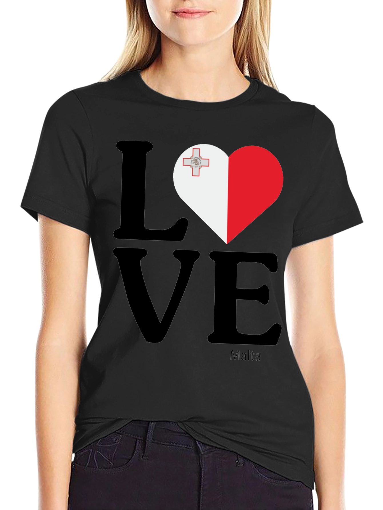 Malta Flag Heart Love Graphic T-Shirt