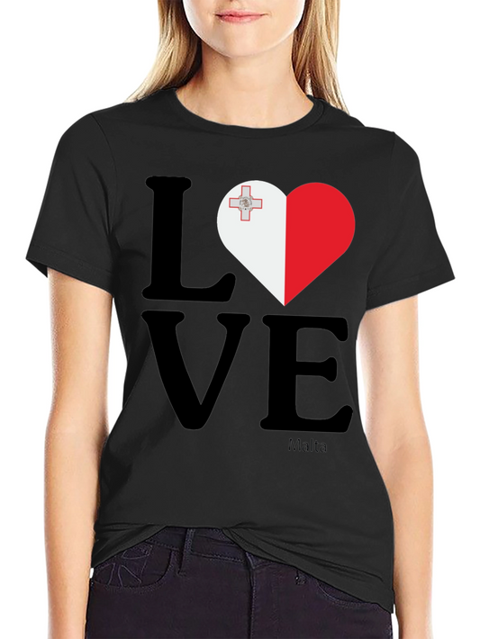 Malta Flag Heart Love Graphic T-Shirt