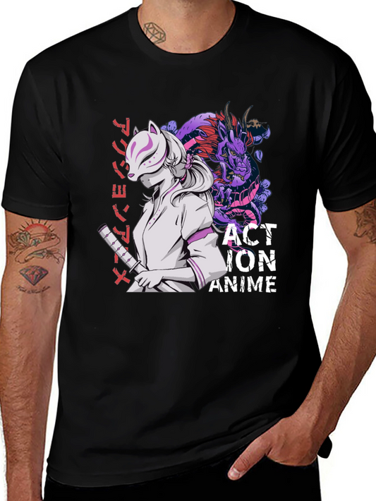 Anime Action Graphic T-Shirt - Stylish Cotton Tee