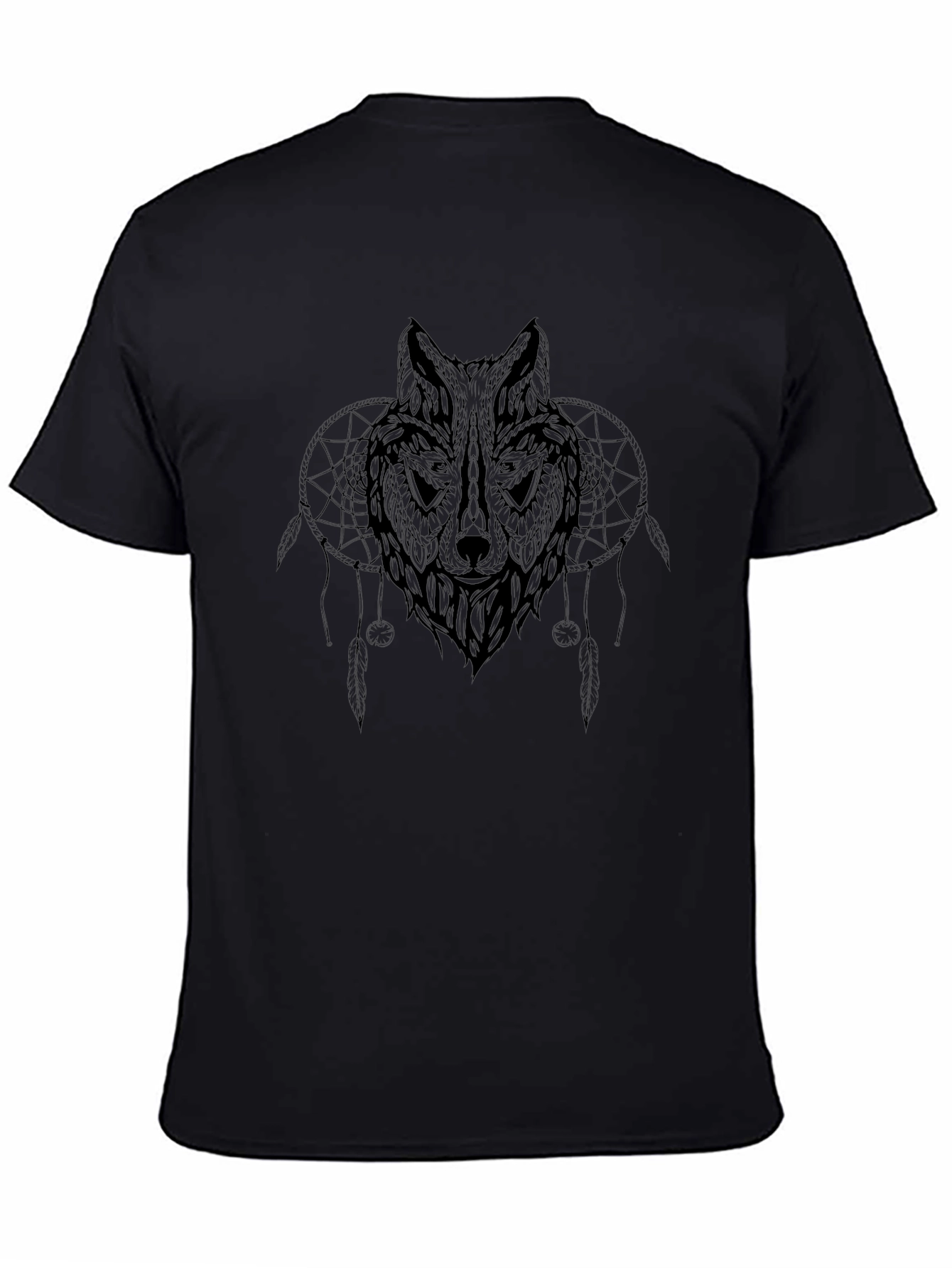 Black Wolf Dreamcatcher Graphic T-Shirt