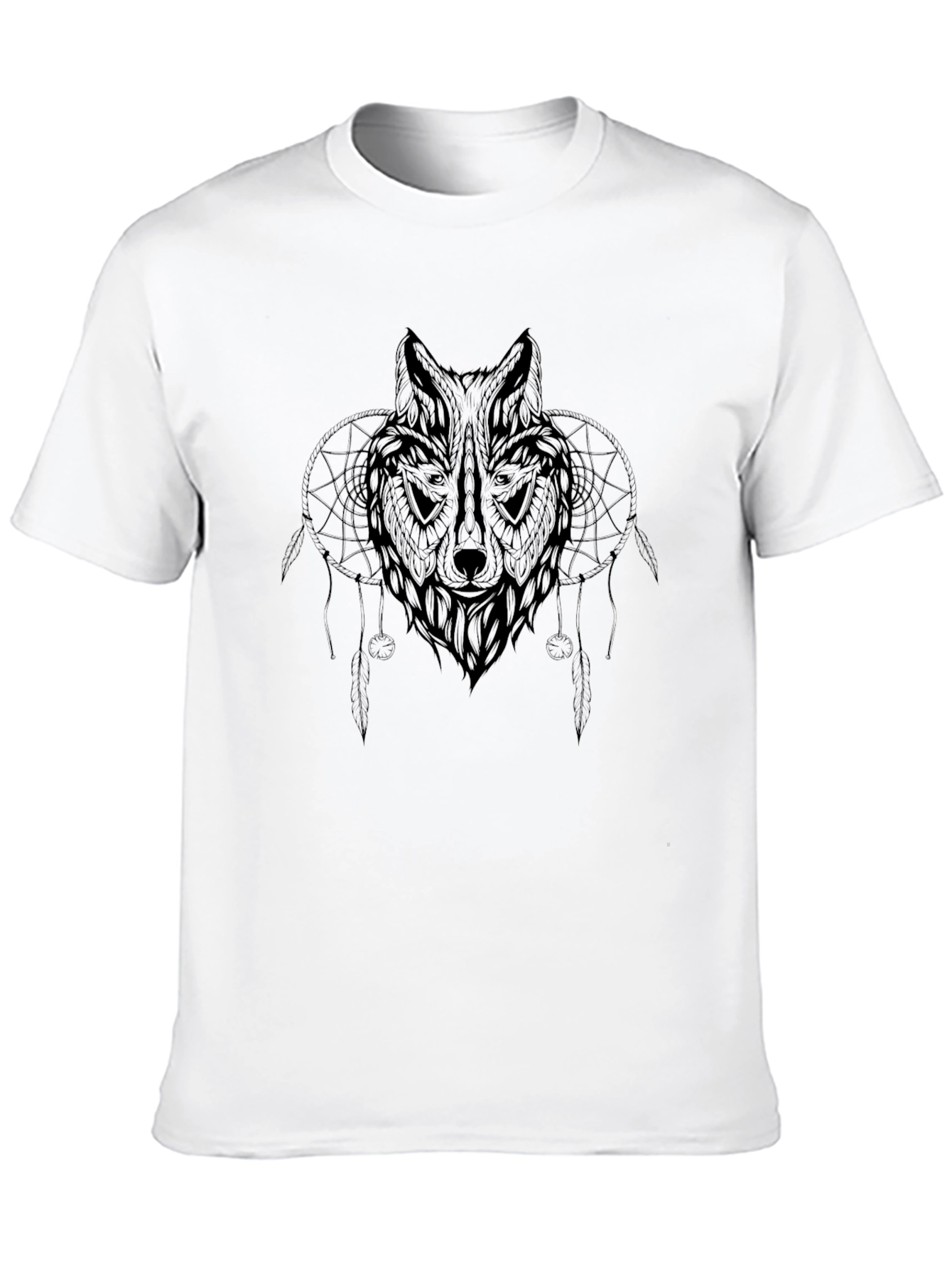 Black Wolf Dreamcatcher Graphic T-Shirt